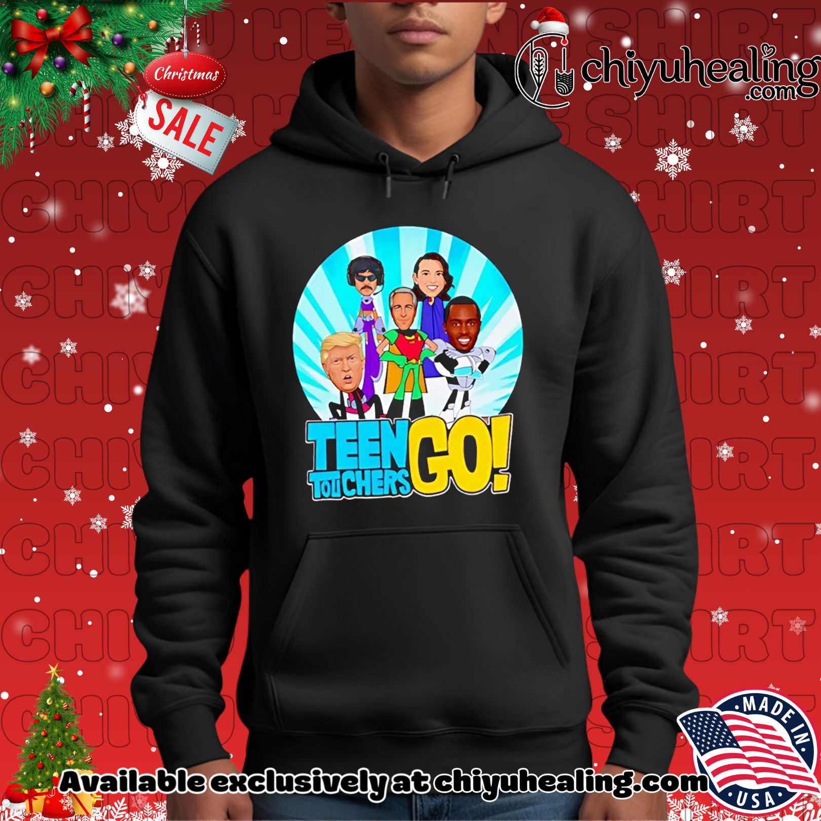 Teen Touchers Trump Epstein Diddy cartoon Christmas ornament, Hoodie, Sweatshirt, Poster Canvas, Mug, Ornaments