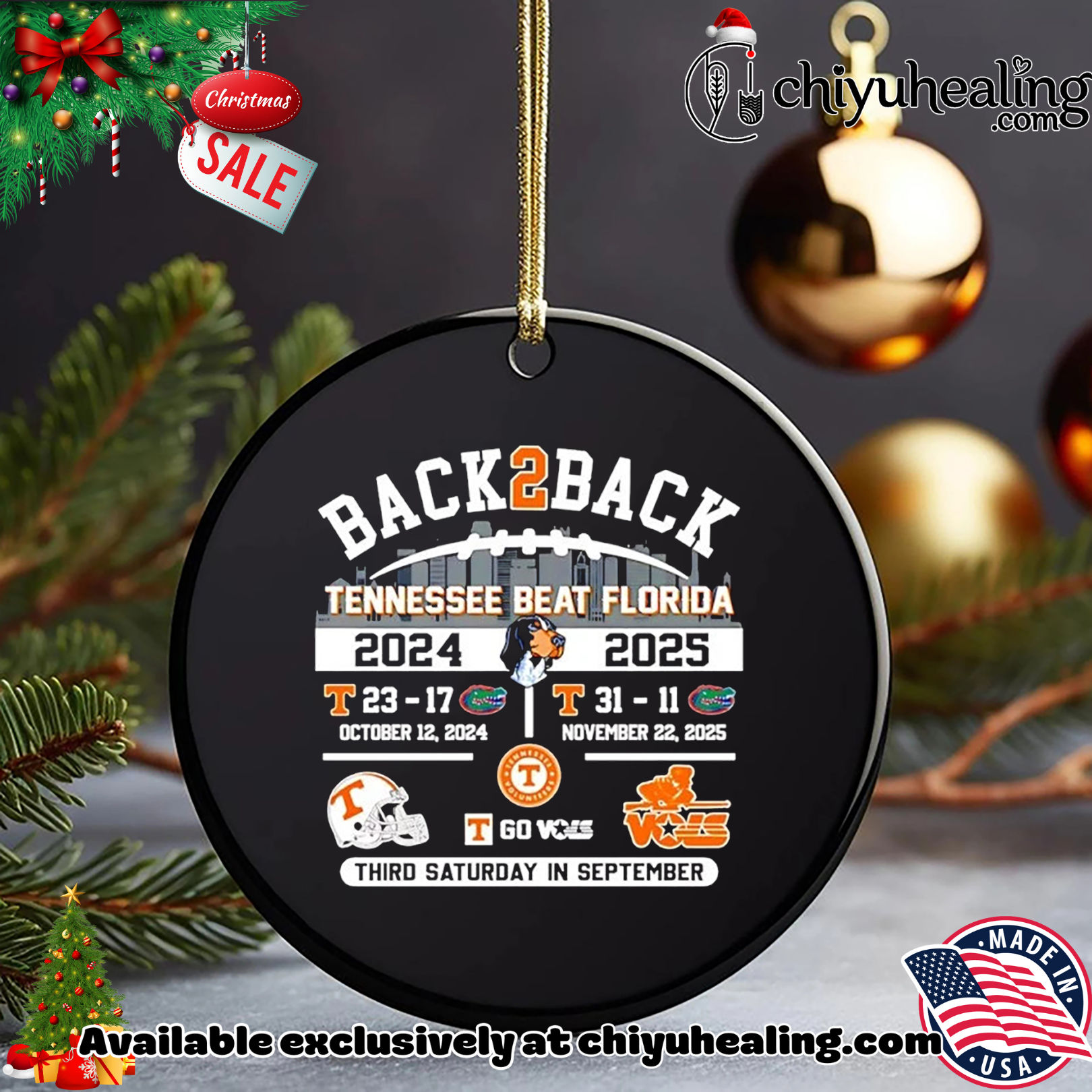 Tennessee beat Florida back to back 2024 2025 score Third Saturday in September Christmas ornament, Hoodie, Sweatshirt, Poster Canvas, Mug, Ornaments Tennessee beat Florida back to back 2024 2025 score Third Saturday in September Christmas ornament, Hoodie, Sweatshirt, Poster Canvas, Mug, Ornaments