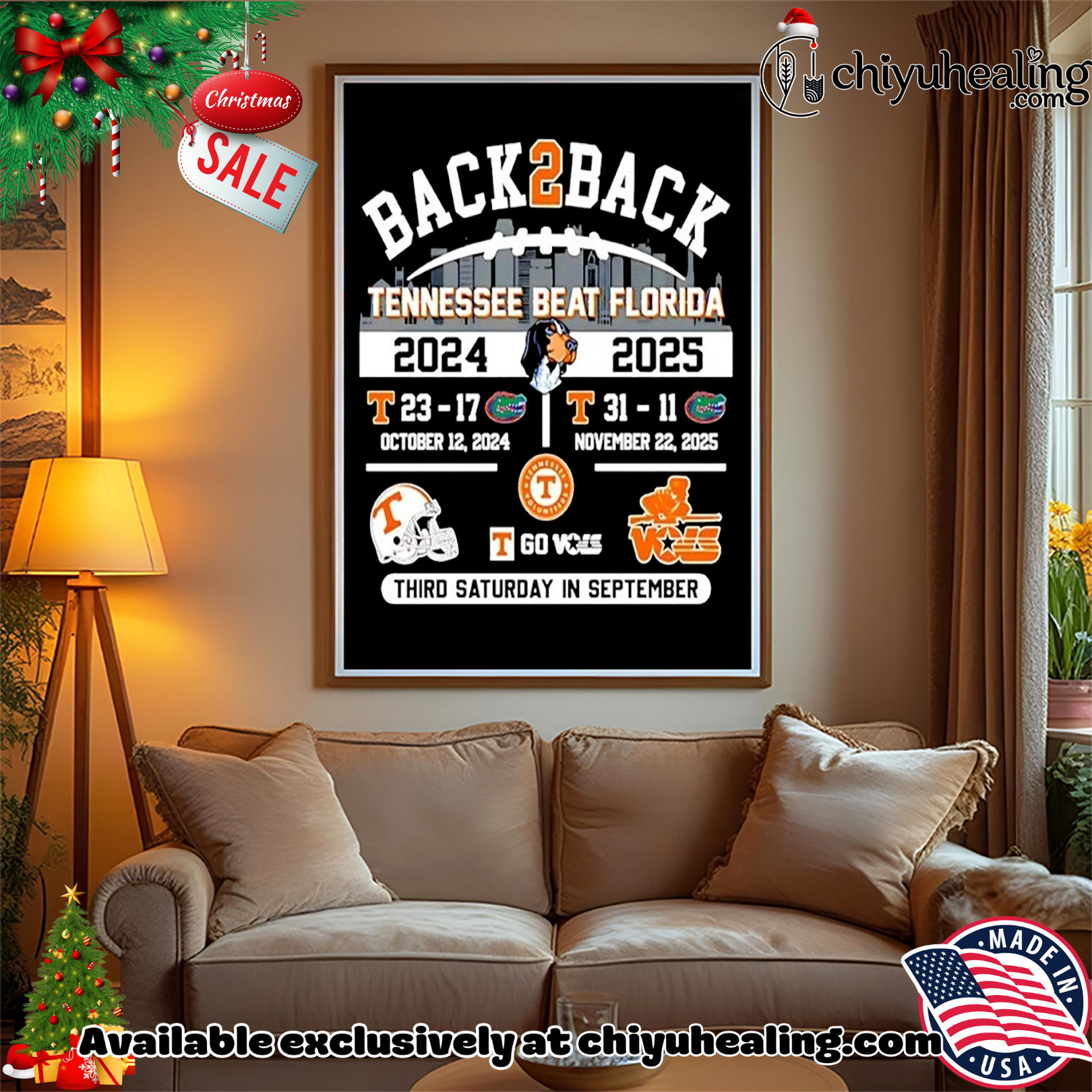 Tennessee beat Florida back to back 2024 2025 score Third Saturday in September Christmas ornament, Hoodie, Sweatshirt, Poster Canvas, Mug, Ornaments Tennessee beat Florida back to back 2024 2025 score Third Saturday in September Christmas ornament, Hoodie, Sweatshirt, Poster Canvas, Mug, Ornaments