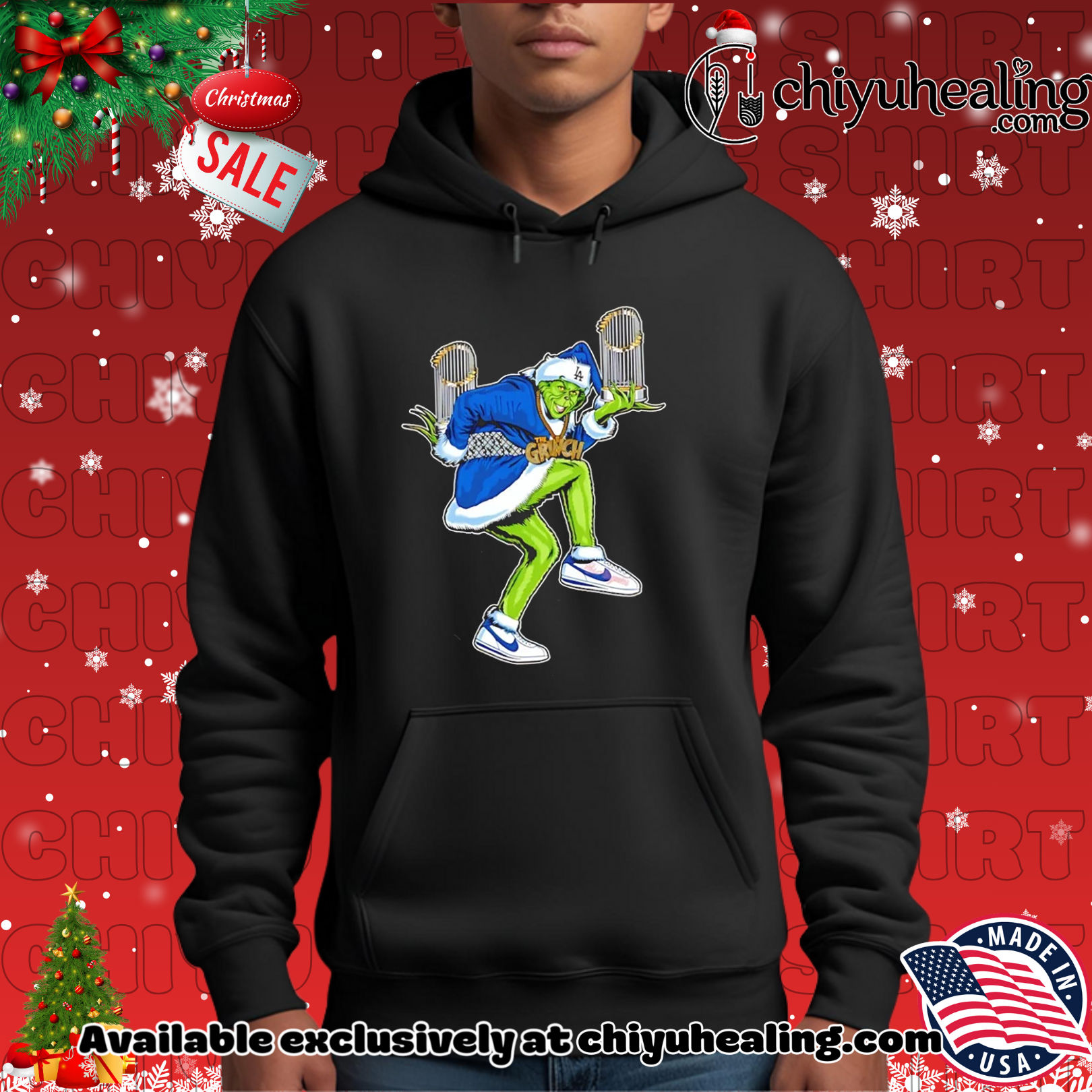 The Grinch LA Dodgers 2025 WS Champions trophy Christmas shirt, Hoodie, Sweatshirt, Poster Canvas, Mug, Ornaments 2 The Grinch LA Dodgers 2025 WS Champions trophy Christmas shirt, Hoodie, Sweatshirt, Poster Canvas, Mug, Ornaments