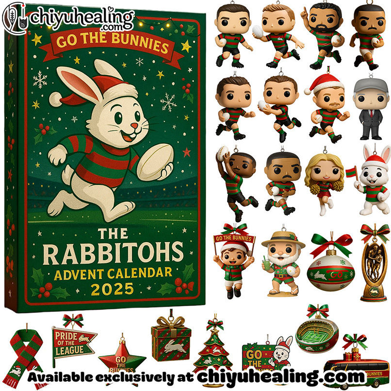 The Rabbitohs Advent Calendar 2025, Christmas Countdown Advent Calendar Gift Box with 24 Acrylic Ornaments