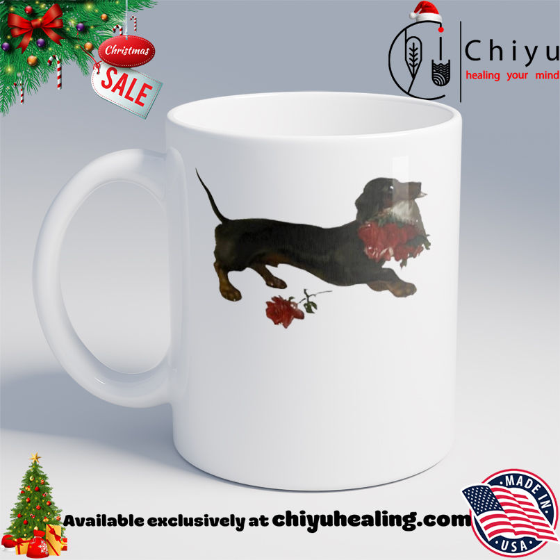 Top Dachshund running with a bouquet of red flowers in her mouth shirt, Hoodie, Sweatshirt, Poster Canvas, Mug, Ornaments 6 Top Dachshund running with a bouquet of red flowers in her mouth shirt, Hoodie, Sweatshirt, Poster Canvas, Mug, Ornaments