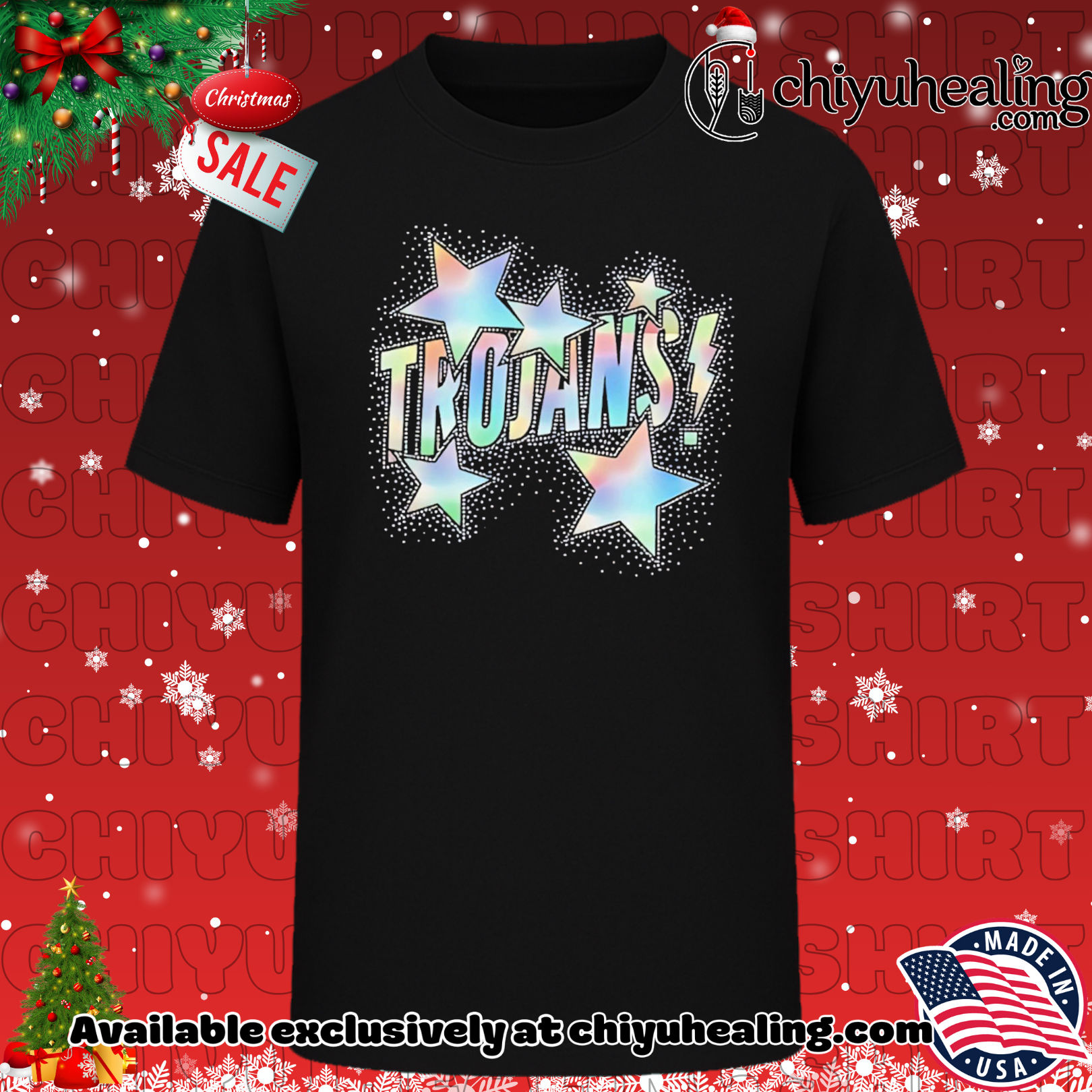 Trojans glitter effect and stars around style shirt, Hoodie, Sweatshirt, Poster Canvas, Mug, Ornaments