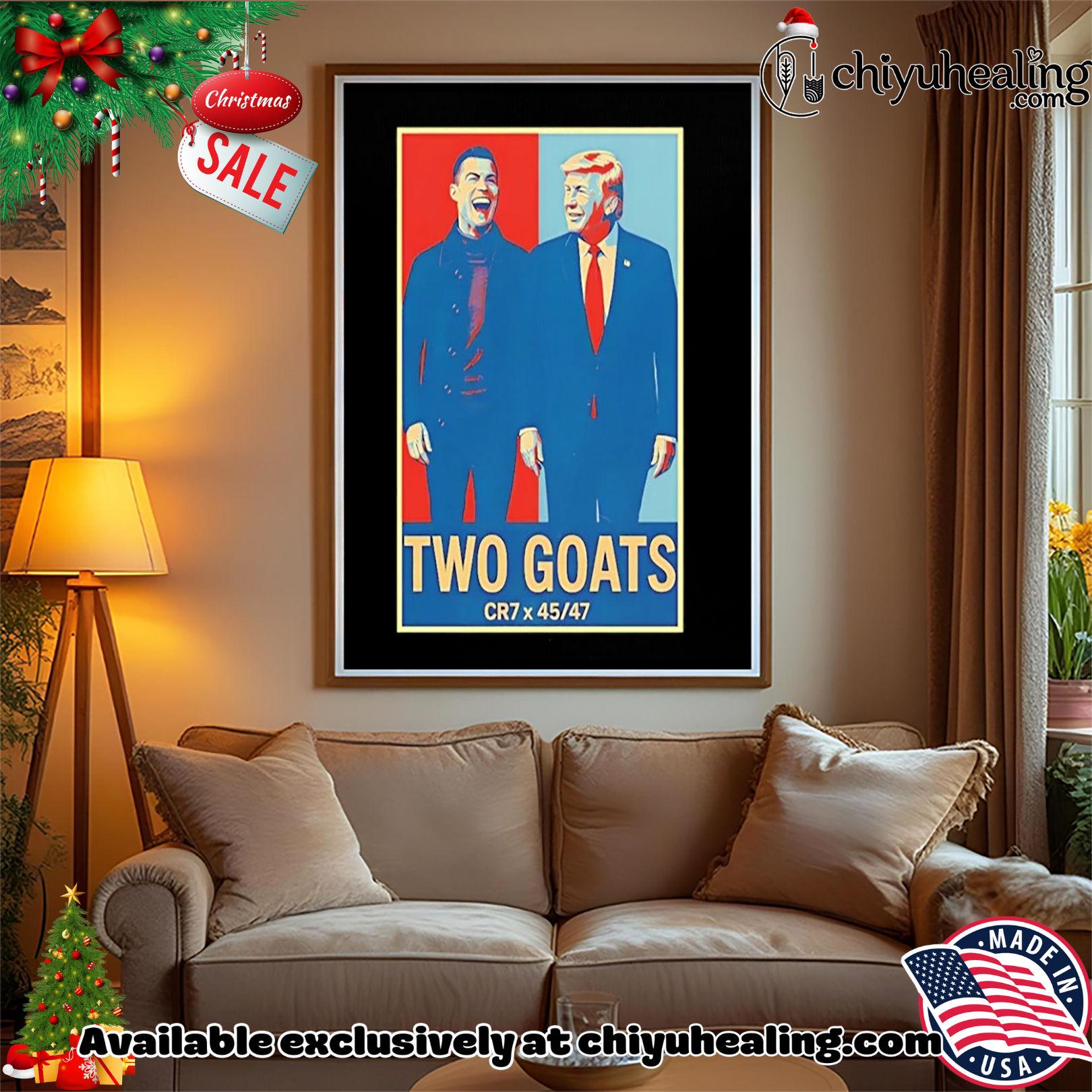 Trump Ronaldo CR7 Two Goats CR7 45 47 shirt, Hoodie, Sweatshirt, Poster Canvas, Mug, Ornaments Trump Ronaldo CR7 Two Goats CR7 45 47 shirt, Hoodie, Sweatshirt, Poster Canvas, Mug, Ornaments