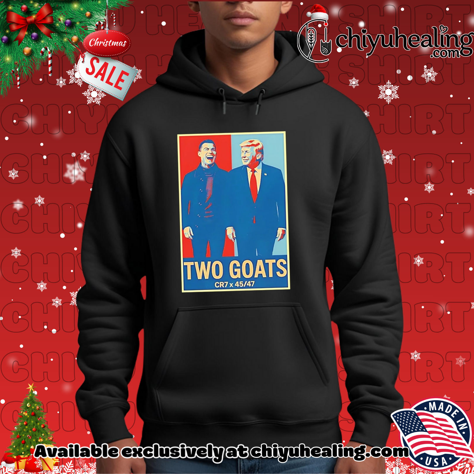 Trump Ronaldo CR7 Two Goats CR7 45 47 shirt, Hoodie, Sweatshirt, Poster Canvas, Mug, Ornaments 2 Trump Ronaldo CR7 Two Goats CR7 45 47 shirt, Hoodie, Sweatshirt, Poster Canvas, Mug, Ornaments