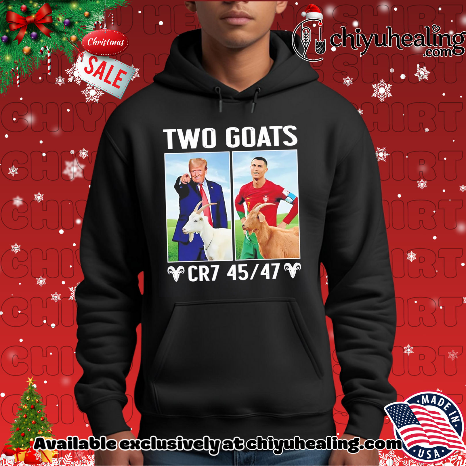Trump Ronaldo CR7 Two Goats MAGA CR7 45 47 shirt, Hoodie, Sweatshirt, Poster Canvas, Mug, Ornaments