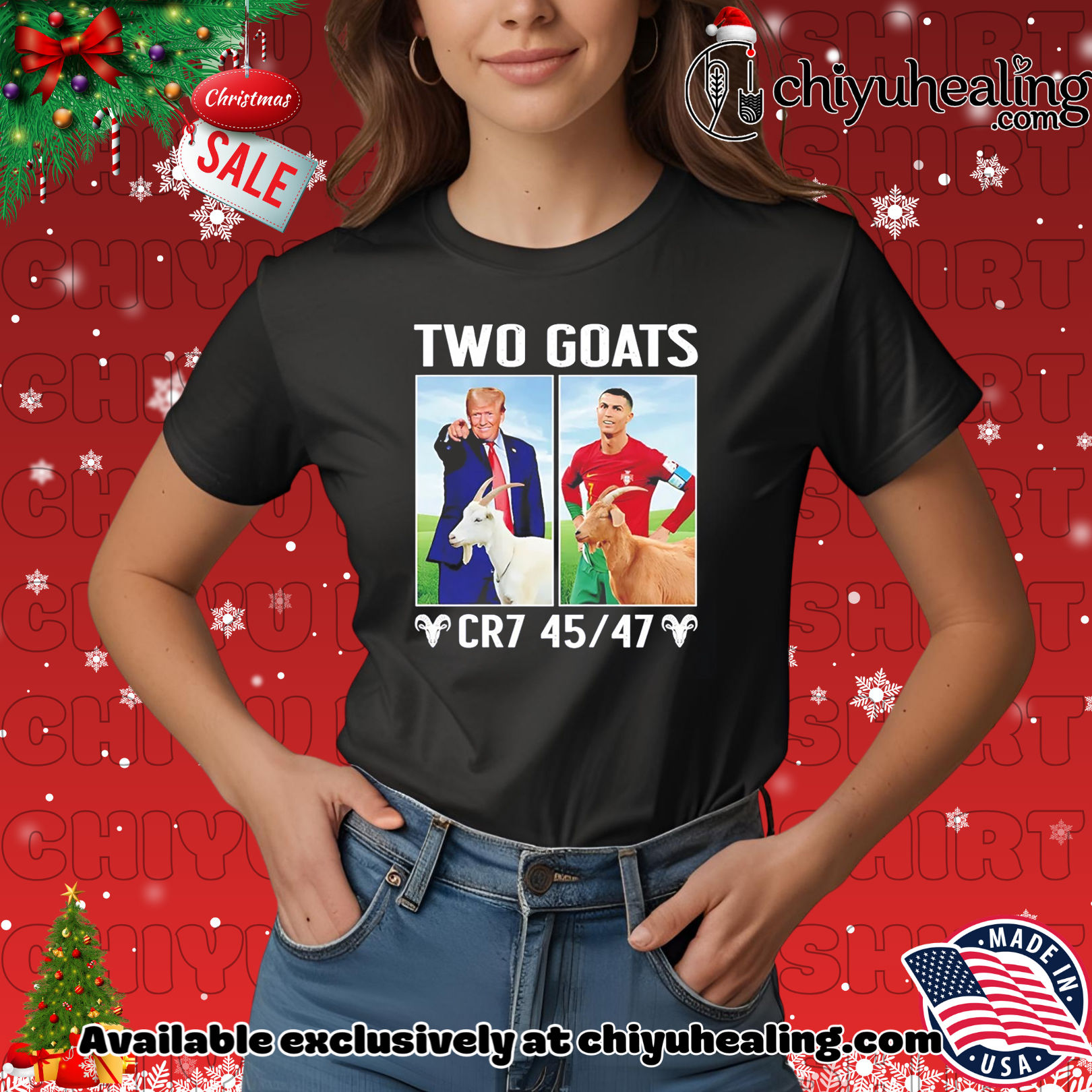 Trump Ronaldo CR7 Two Goats MAGA CR7 45 47 shirt, Hoodie, Sweatshirt, Poster Canvas, Mug, Ornaments 7 Trump Ronaldo CR7 Two Goats MAGA CR7 45 47 shirt, Hoodie, Sweatshirt, Poster Canvas, Mug, Ornaments
