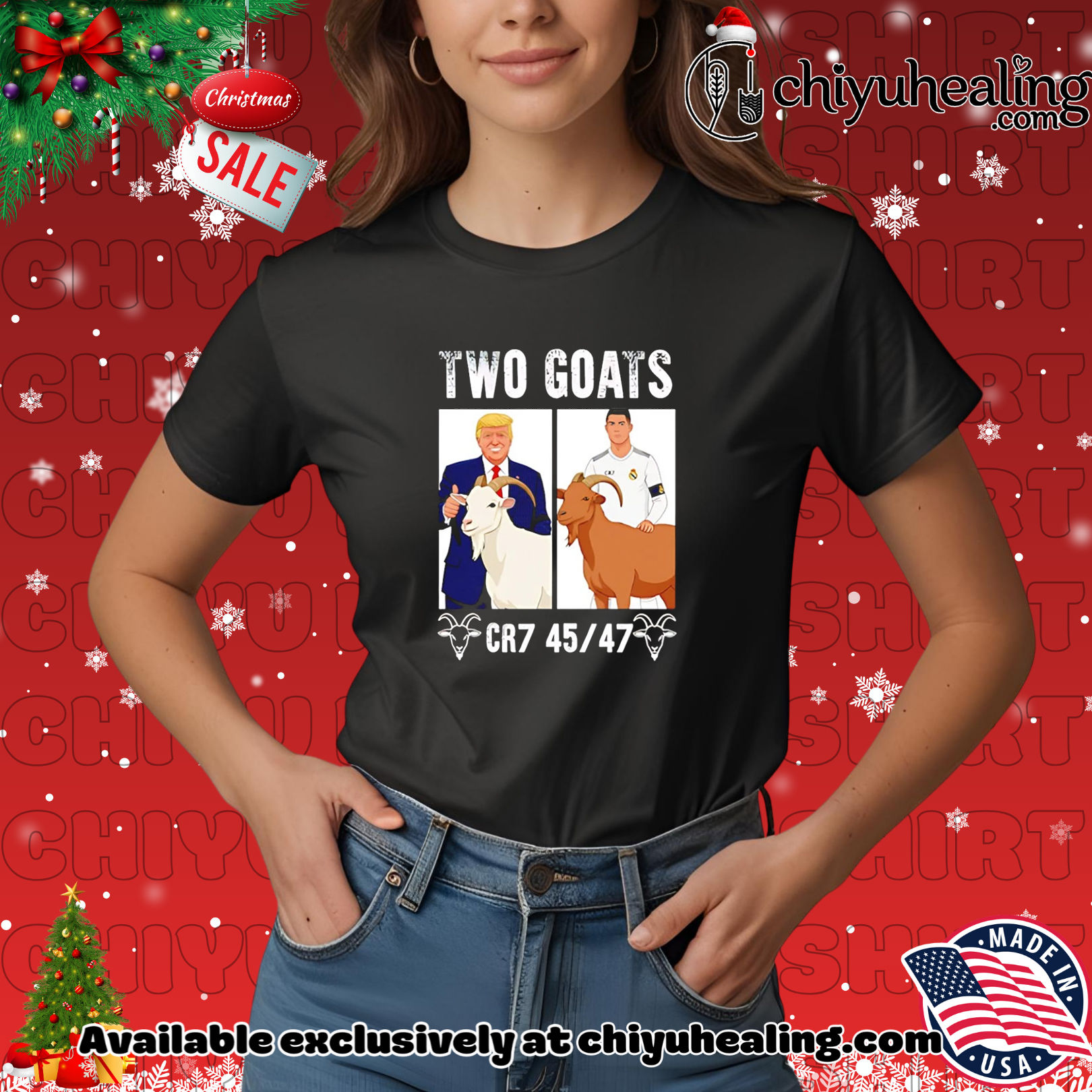 Trump Ronaldo Two Goats CR7 45 47 meme shirt, Hoodie, Sweatshirt, Poster Canvas, Mug, Ornaments 7 Trump Ronaldo Two Goats CR7 45 47 meme shirt, Hoodie, Sweatshirt, Poster Canvas, Mug, Ornaments