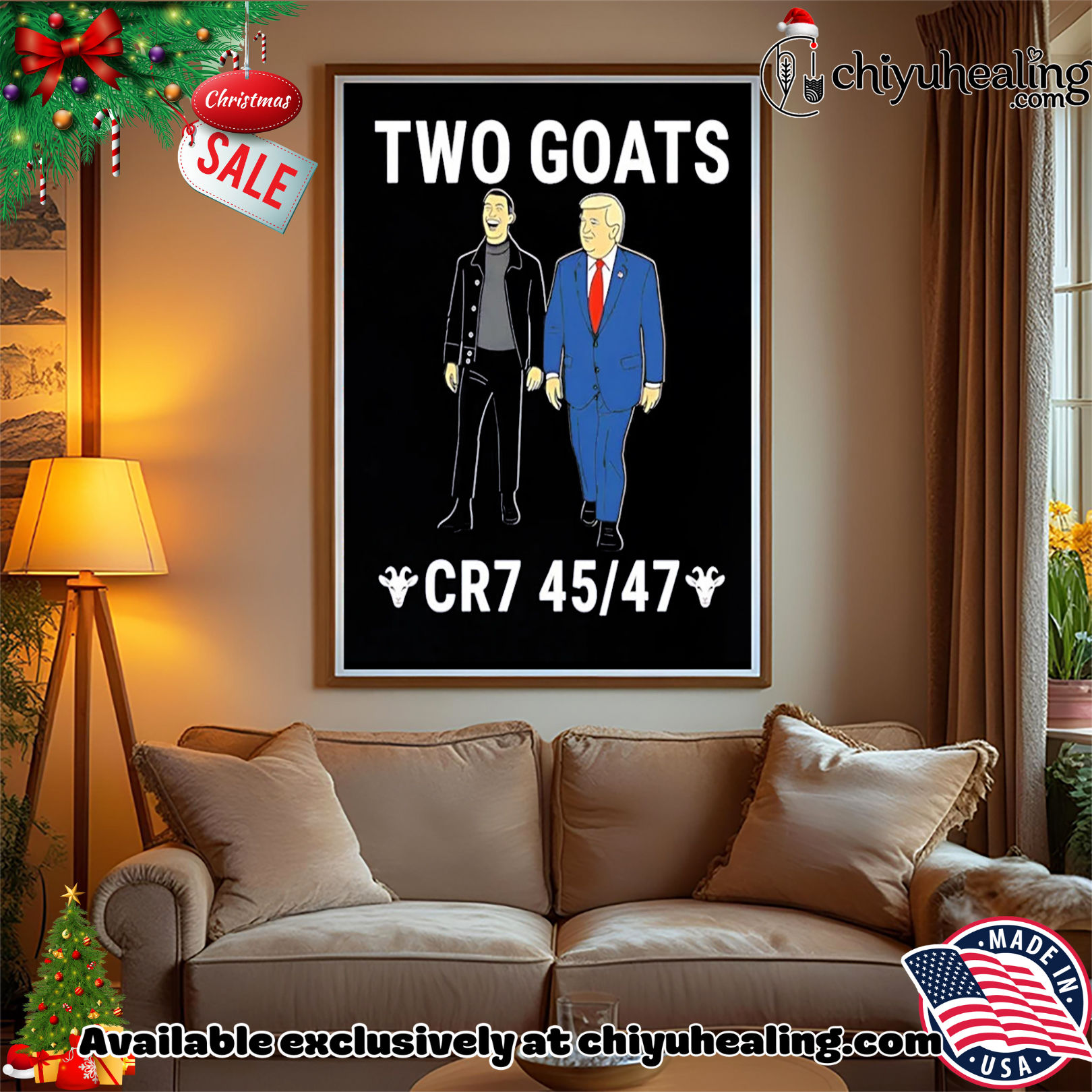Trump Ronaldo Two Goats MAGA CR7 45 47 Meme Dark shirt, Hoodie, Sweatshirt, Poster Canvas, Mug, Ornaments Trump Ronaldo Two Goats MAGA CR7 45 47 Meme Dark shirt, Hoodie, Sweatshirt, Poster Canvas, Mug, Ornaments