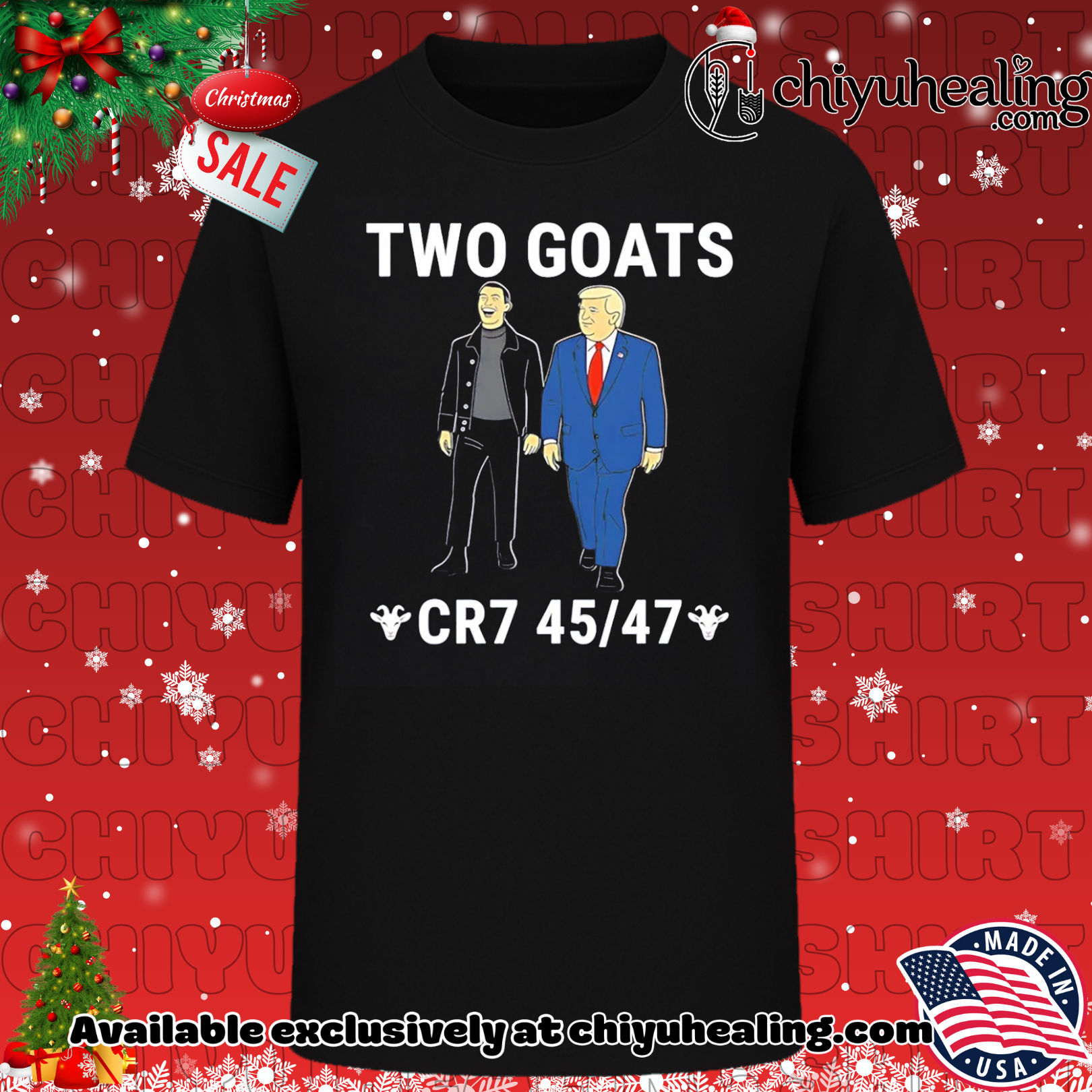 Trump Ronaldo Two Goats MAGA CR7 45 47 Meme Dark shirt, Hoodie, Sweatshirt, Poster Canvas, Mug, Ornaments 6 Trump Ronaldo Two Goats MAGA CR7 45 47 Meme Dark shirt, Hoodie, Sweatshirt, Poster Canvas, Mug, Ornaments