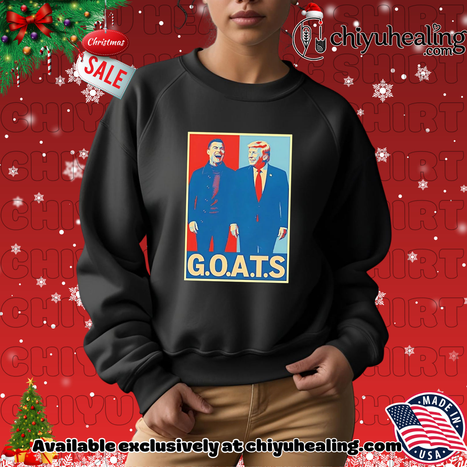 Trump and Ronaldo GOATS Dark 2025 shirt, Hoodie, Sweatshirt, Poster Canvas, Mug, Ornaments Trump and Ronaldo GOATS Dark 2025 shirt, Hoodie, Sweatshirt, Poster Canvas, Mug, Ornaments
