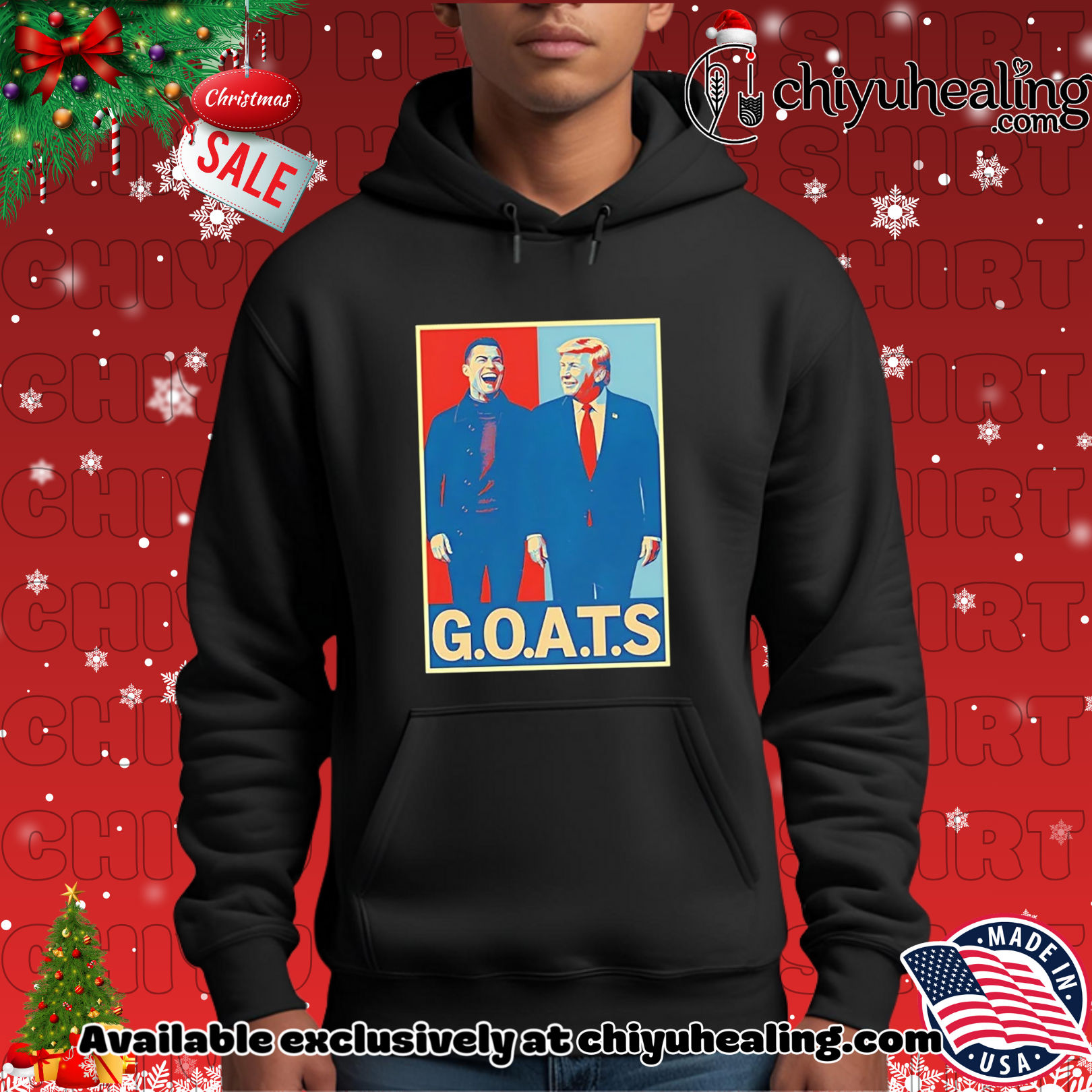 Trump and Ronaldo GOATS Dark 2025 shirt, Hoodie, Sweatshirt, Poster Canvas, Mug, Ornaments 2 Trump and Ronaldo GOATS Dark 2025 shirt, Hoodie, Sweatshirt, Poster Canvas, Mug, Ornaments