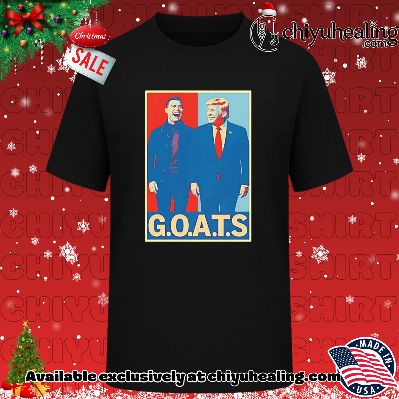 Trump and Ronaldo GOATS Dark 2025 shirt, Hoodie, Sweatshirt, Poster Canvas, Mug, Ornaments
