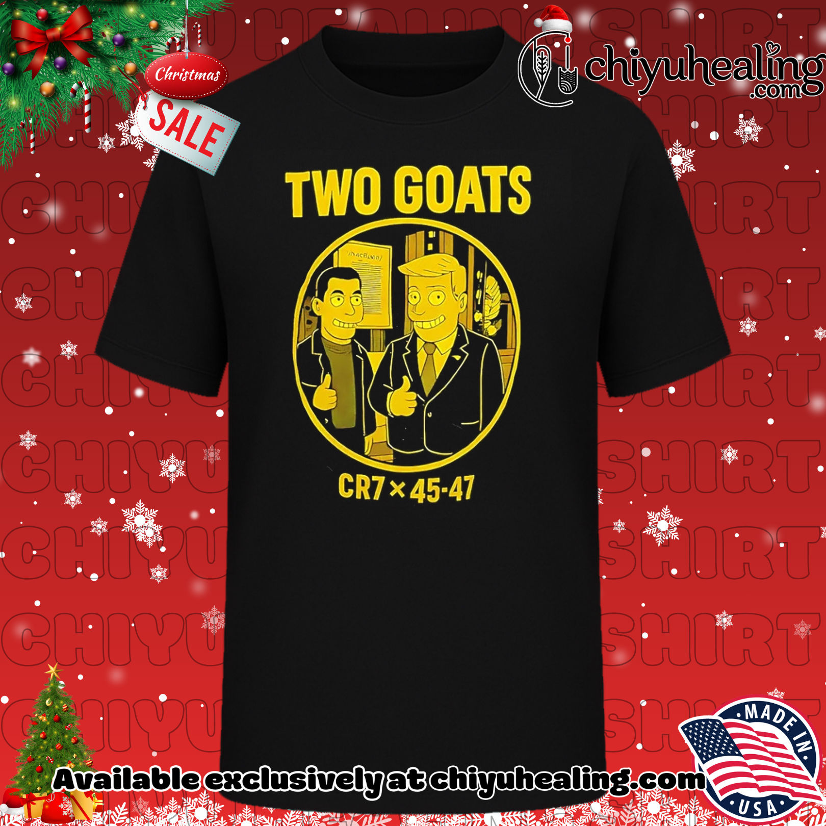 Two Goats CR7 x 45 47 Trump Ronaldo The Simpsons shirt, Hoodie, Sweatshirt, Poster Canvas, Mug, Ornaments