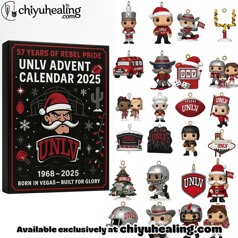 UNLV Rebels 57th Anniversary Advent Calendar, Christmas Countdown Advent Calendar Gift Box with 24 Acrylic Ornaments