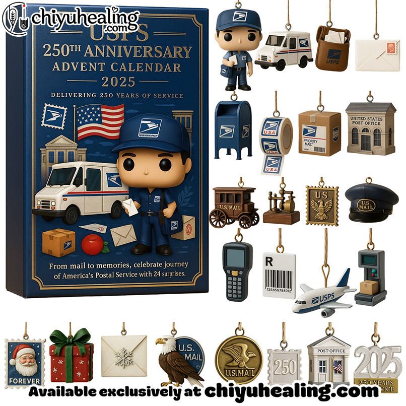 USPS 250th Anniversary 2025 Advent Calendar, Christmas Countdown Advent Calendar Gift Box with 24 Acrylic Ornaments
