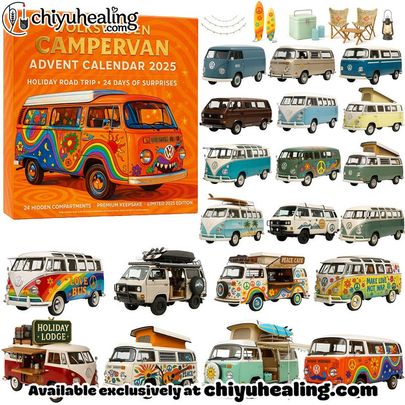 VW CAMPERVAN ADVENT CALENDAR 2025, Christmas Countdown Advent Calendar Gift Box with 24 Acrylic Ornaments