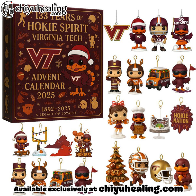 Virginia Tech Hokies 133rd Anniversary Advent Calendar, Christmas Countdown Advent Calendar Gift Box with 24 Acrylic Ornaments