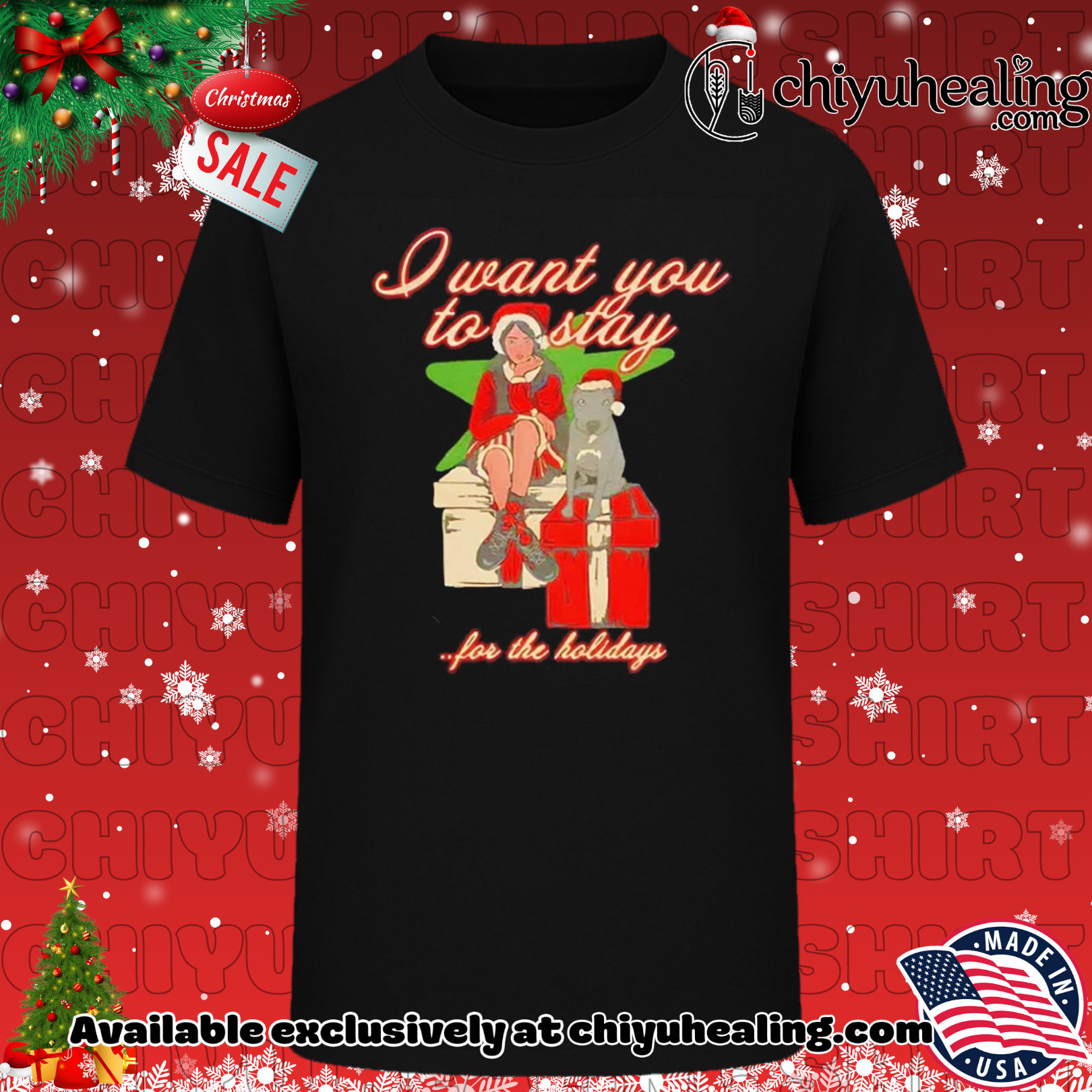 Want you to stay for the holiday Santa shirt, Hoodie, Sweatshirt, Poster Canvas, Mug, Ornaments