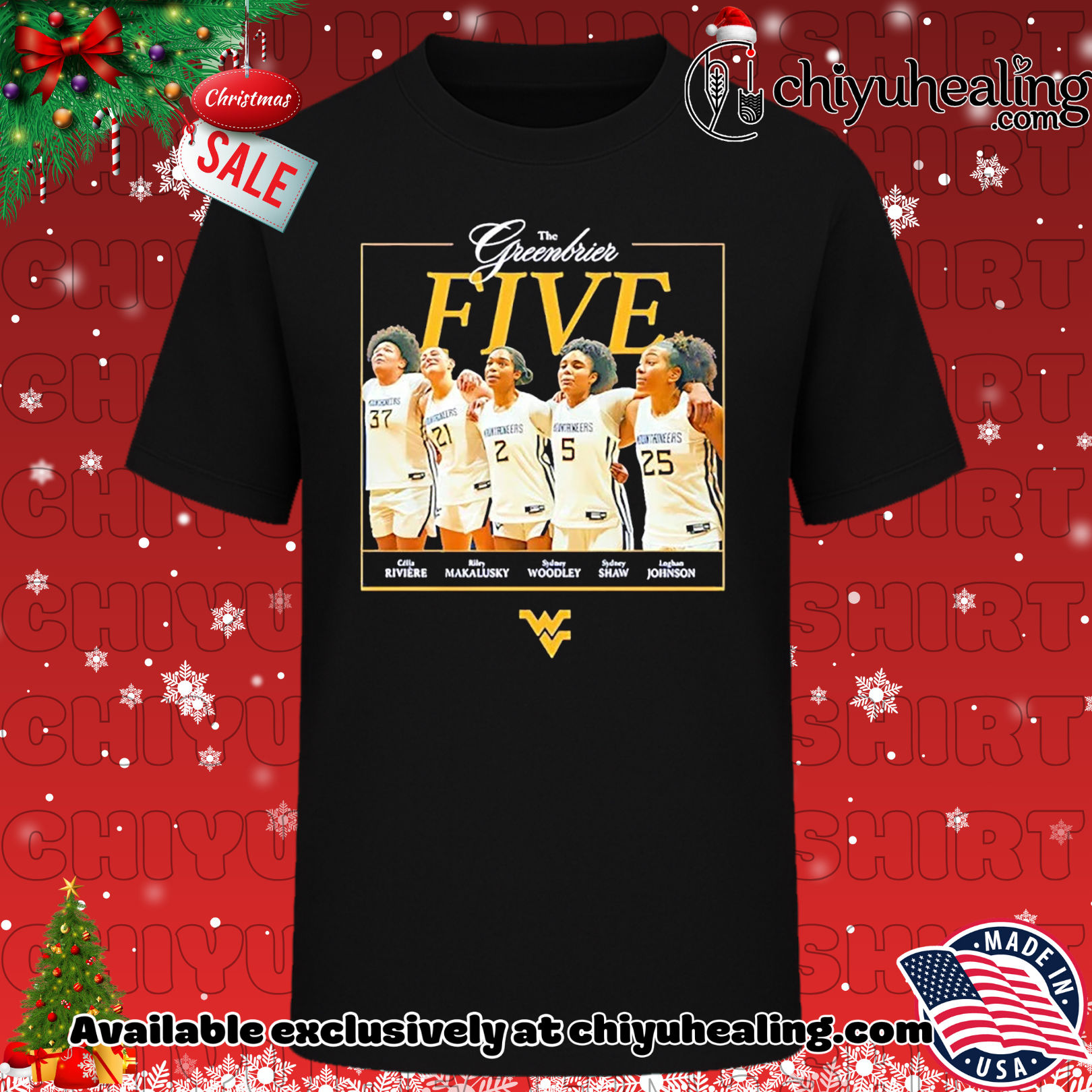 West Virginia Mountaineers WBB5 The Greenbrier Five Christmas ornament, Hoodie, Sweatshirt, Poster Canvas, Mug, Ornaments 6 West Virginia Mountaineers WBB5 The Greenbrier Five Christmas ornament, Hoodie, Sweatshirt, Poster Canvas, Mug, Ornaments