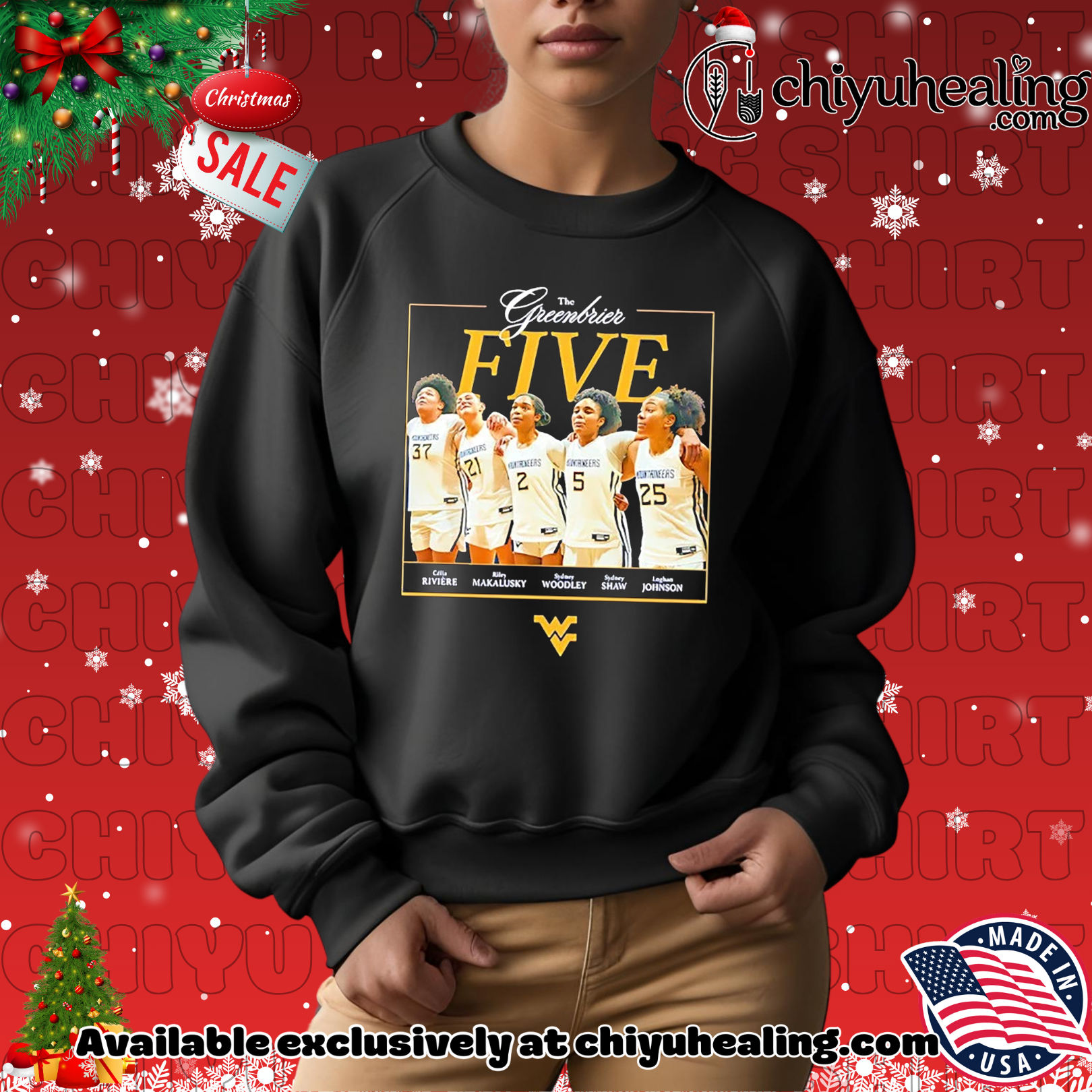 West Virginia Mountaineers WBB5 The Greenbrier Five Christmas ornament, Hoodie, Sweatshirt, Poster Canvas, Mug, Ornaments 2 West Virginia Mountaineers WBB5 The Greenbrier Five Christmas ornament, Hoodie, Sweatshirt, Poster Canvas, Mug, Ornaments