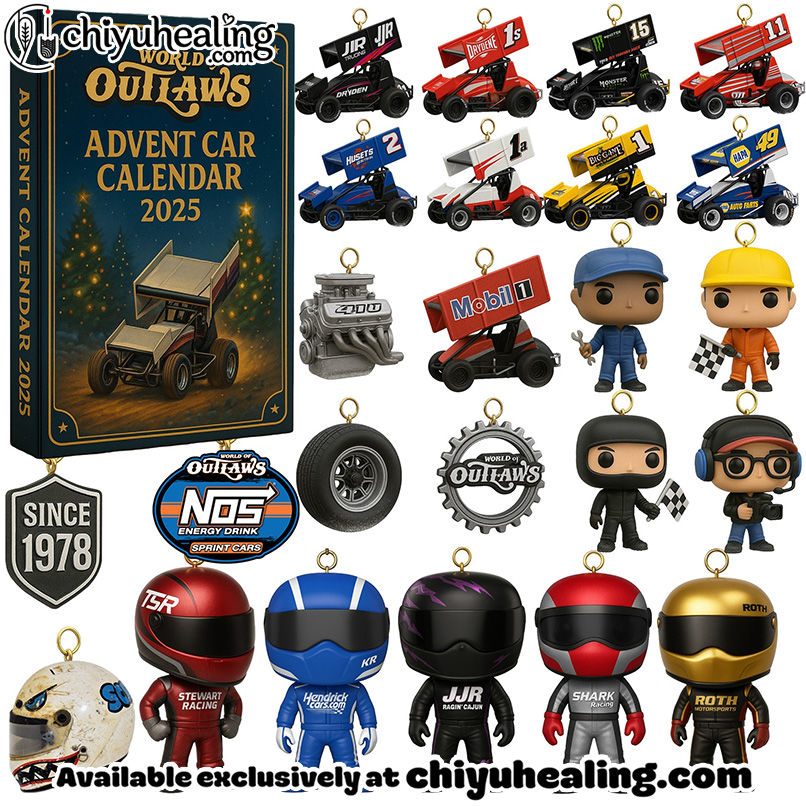 World of Outlaws Sprint Car Series Advent Calendar 2025, Christmas Countdown Advent Calendar Gift Box with 24 Acrylic Ornaments