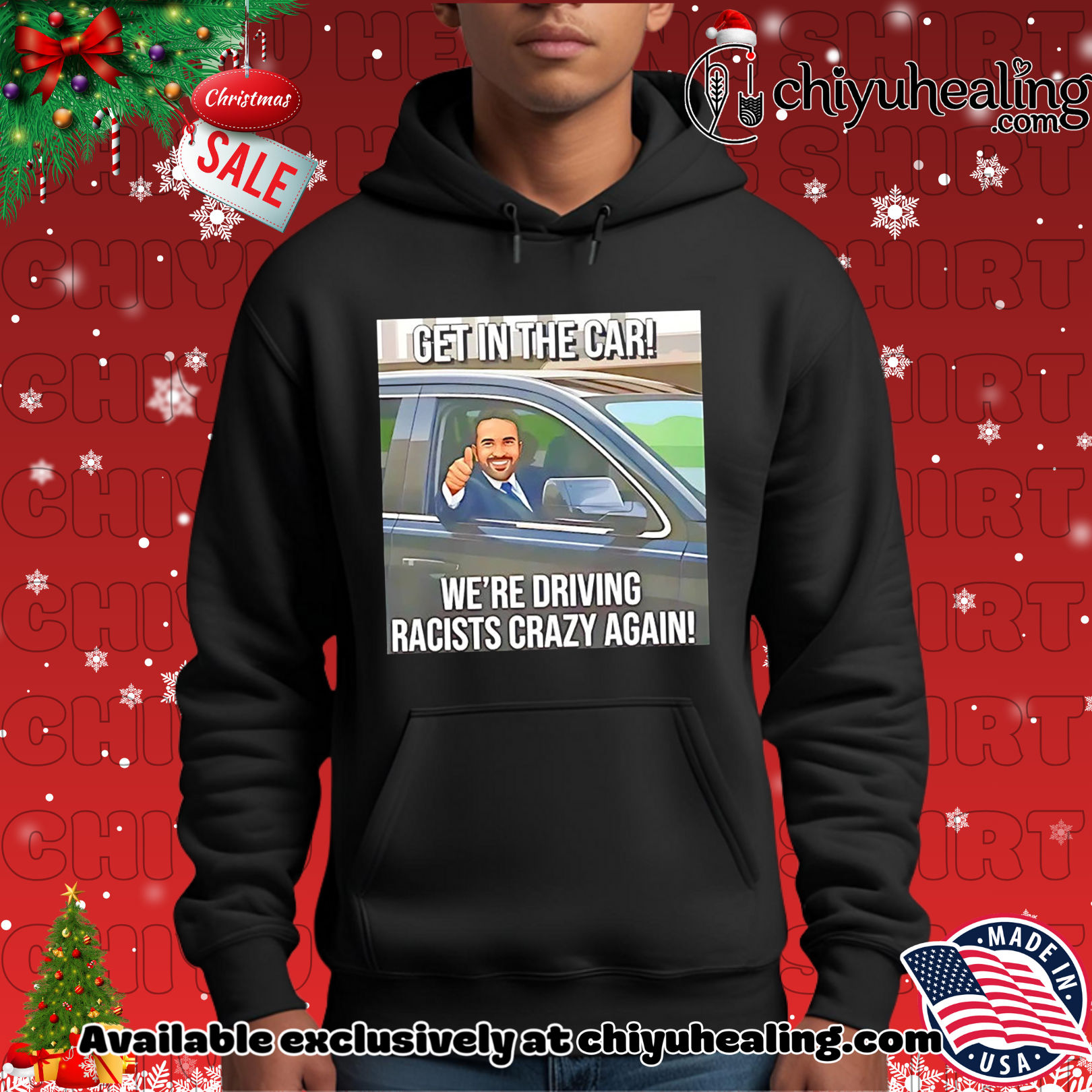 Zohran get in the car we're driving racists crazy again Christmas ornament, Hoodie, Sweatshirt, Poster Canvas, Mug, Ornaments