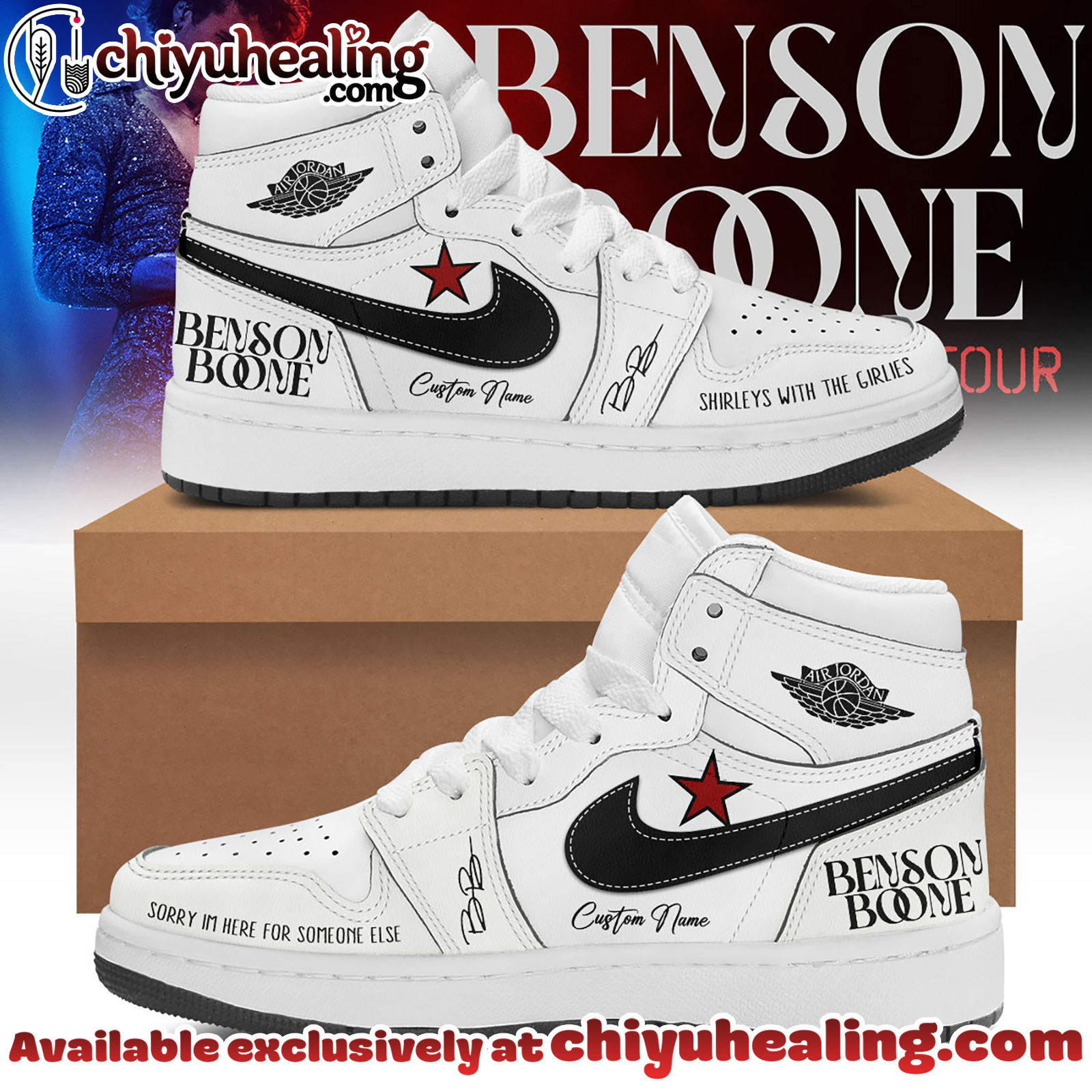 Benson Boones American Heart World Tour Air Jordan 1 Sneaker Shoes - Ver 5