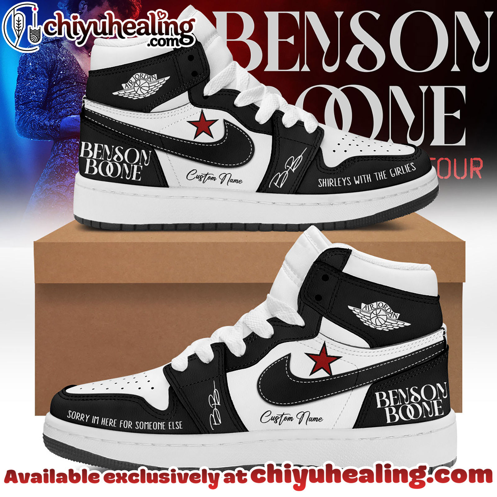 Benson Boones American Heart World Tour Air Jordan 1 Sneaker Shoes - Ver 6