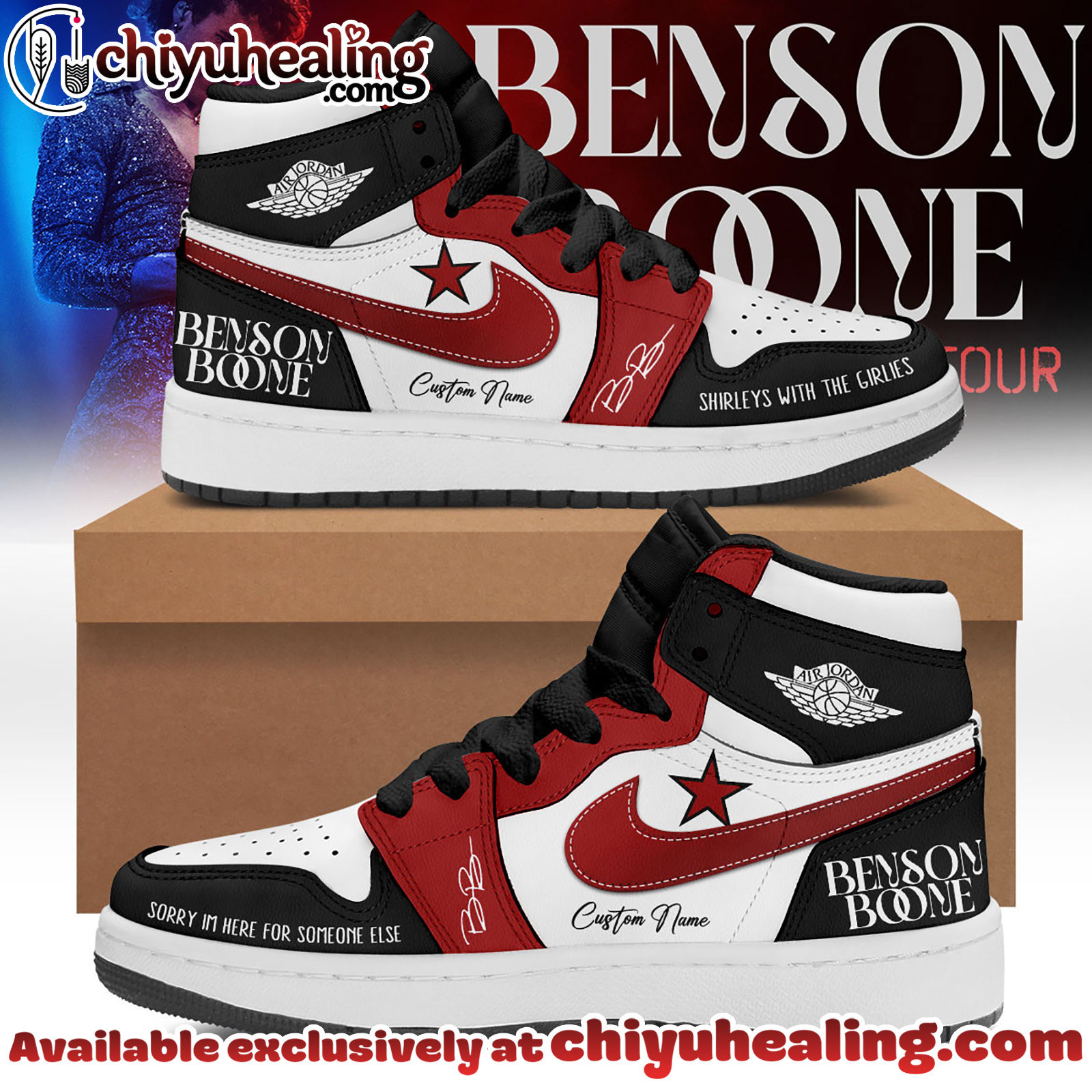Benson Boones American Heart World Tour Air Jordan 1 Sneaker Shoes - Ver 7