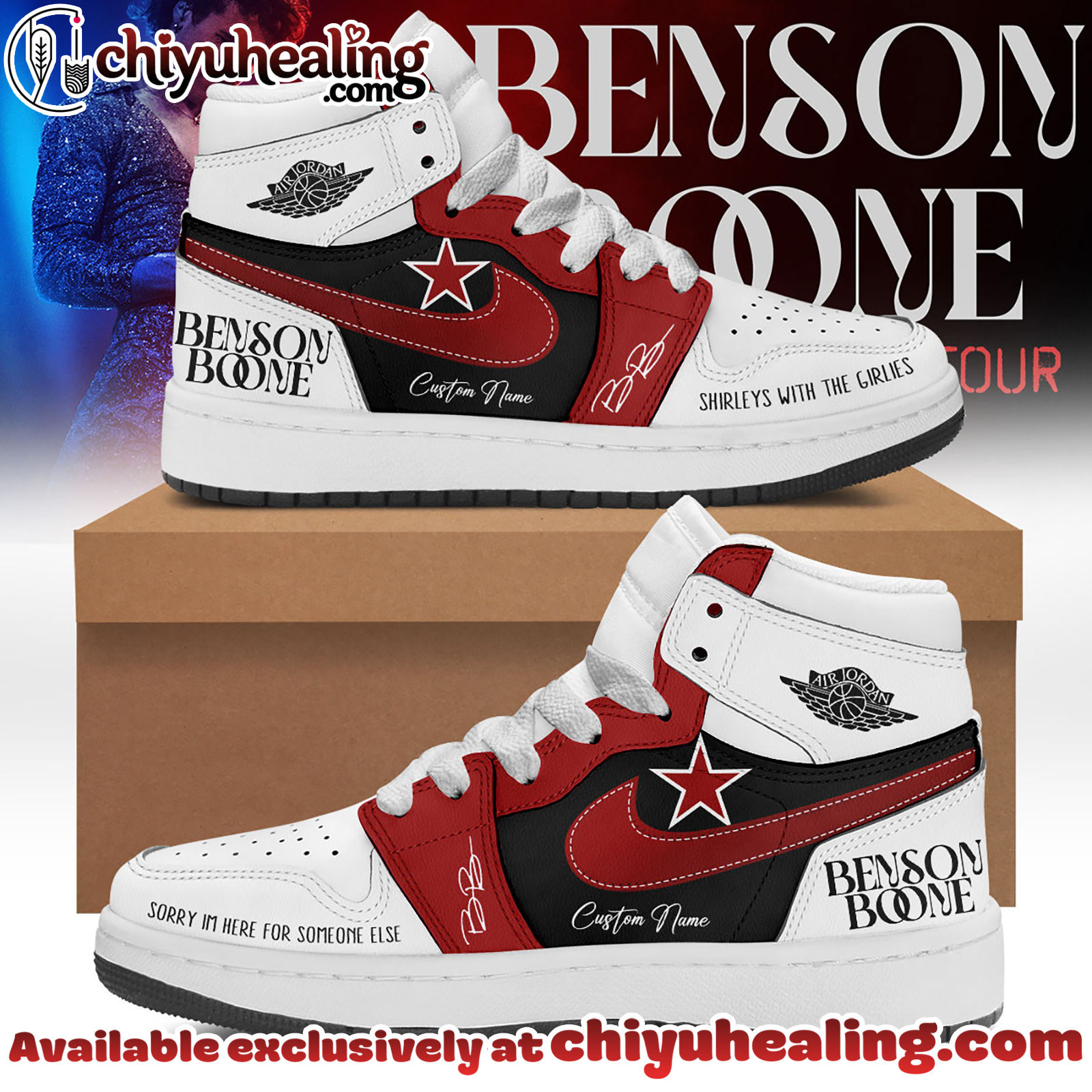 Benson Boones American Heart World Tour Air Jordan 1 Sneaker Shoes - Ver 8