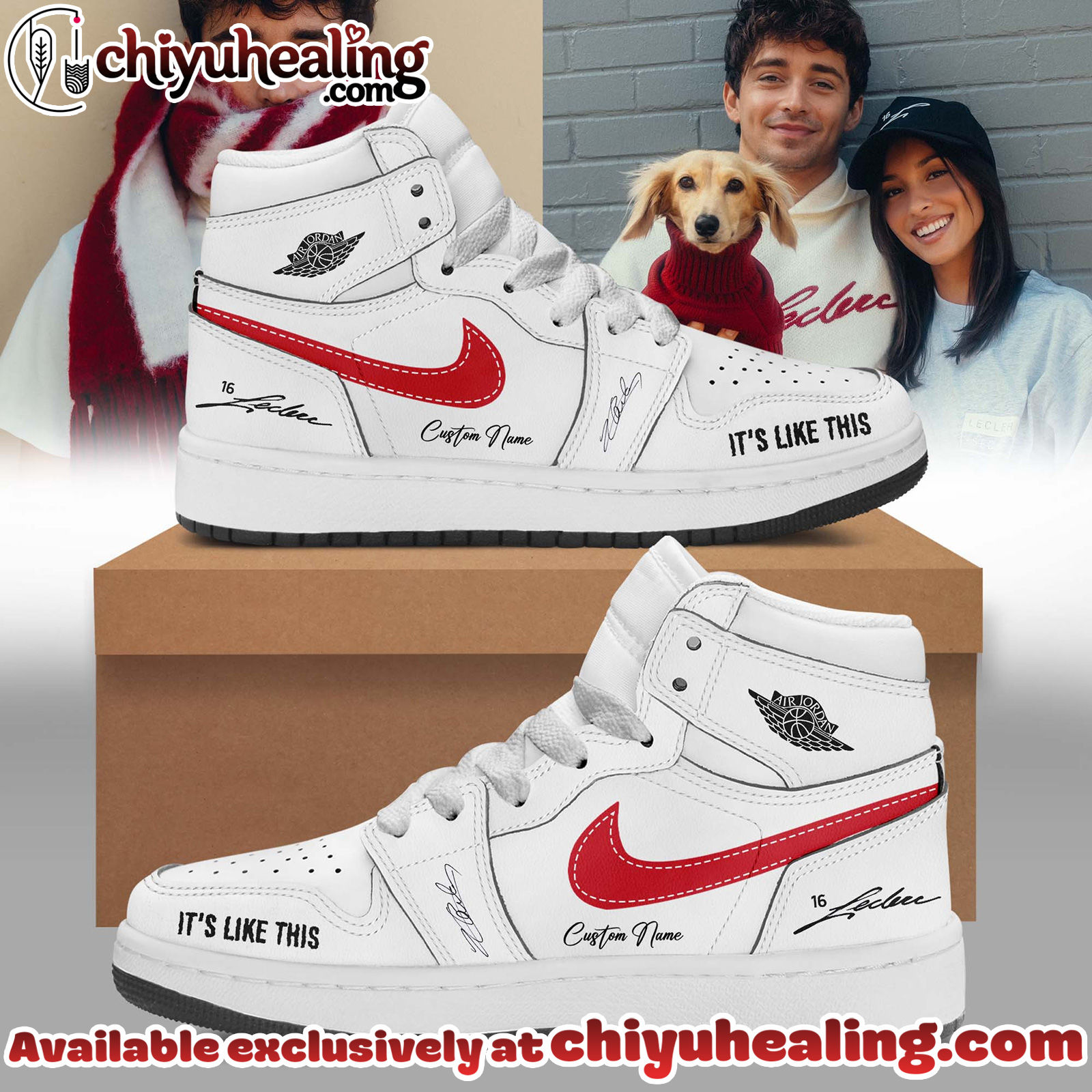 Charles Leclerc Signature Air Jordan 1 Sneaker Shoes - Ver 3