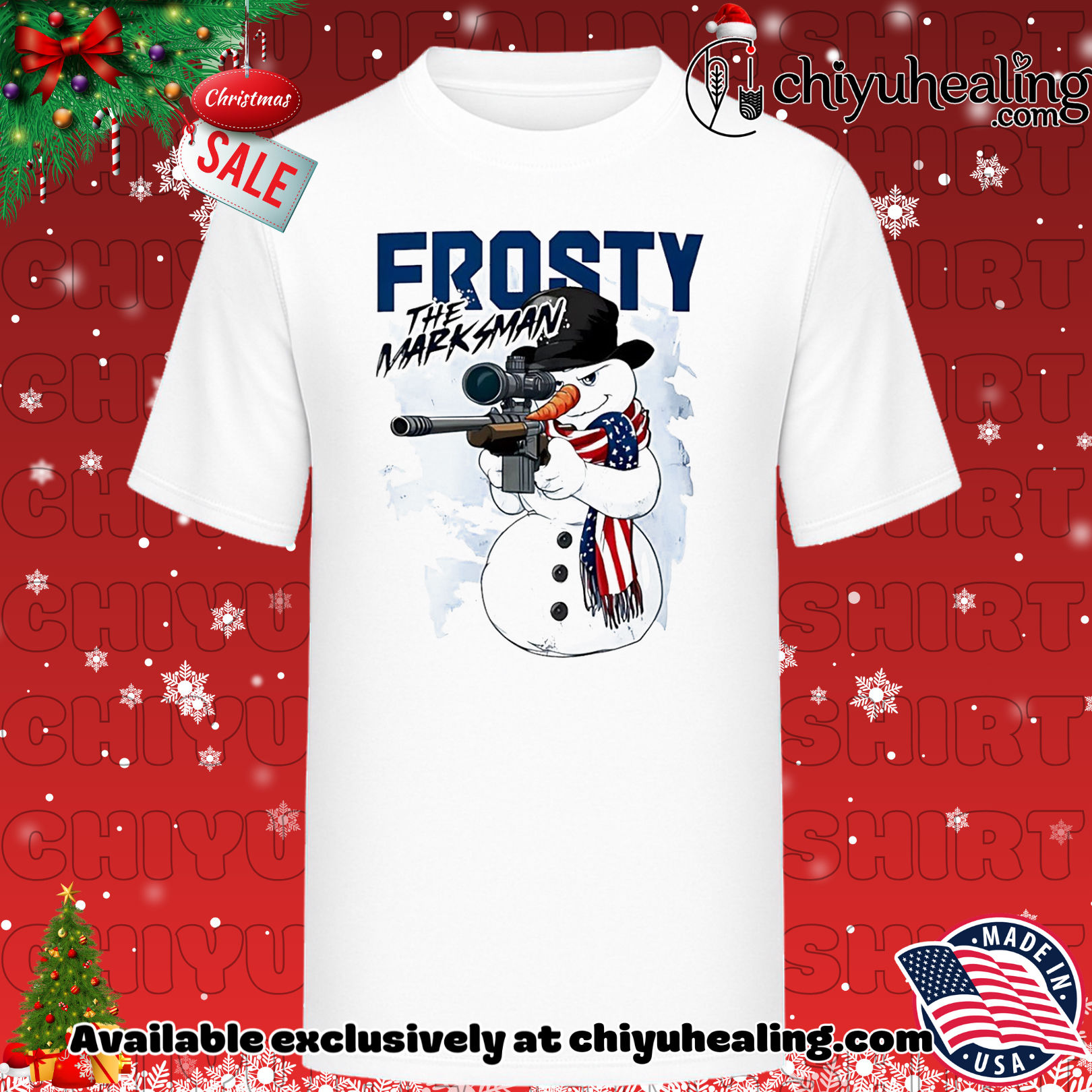 Frosty the Marksman Snowman Christmas shirt, Hoodie, Sweatshirt, Poster Canvas, Mug, Ornaments