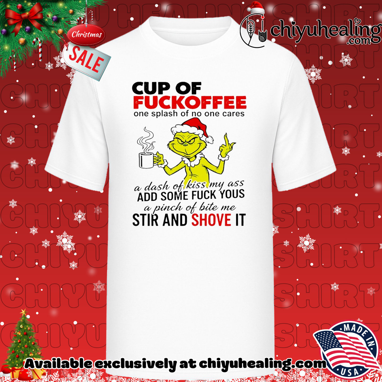 Grinch cup of fuckoffee Christmas shirt, Hoodie, Sweatshirt, Poster Canvas, Mug, Ornaments