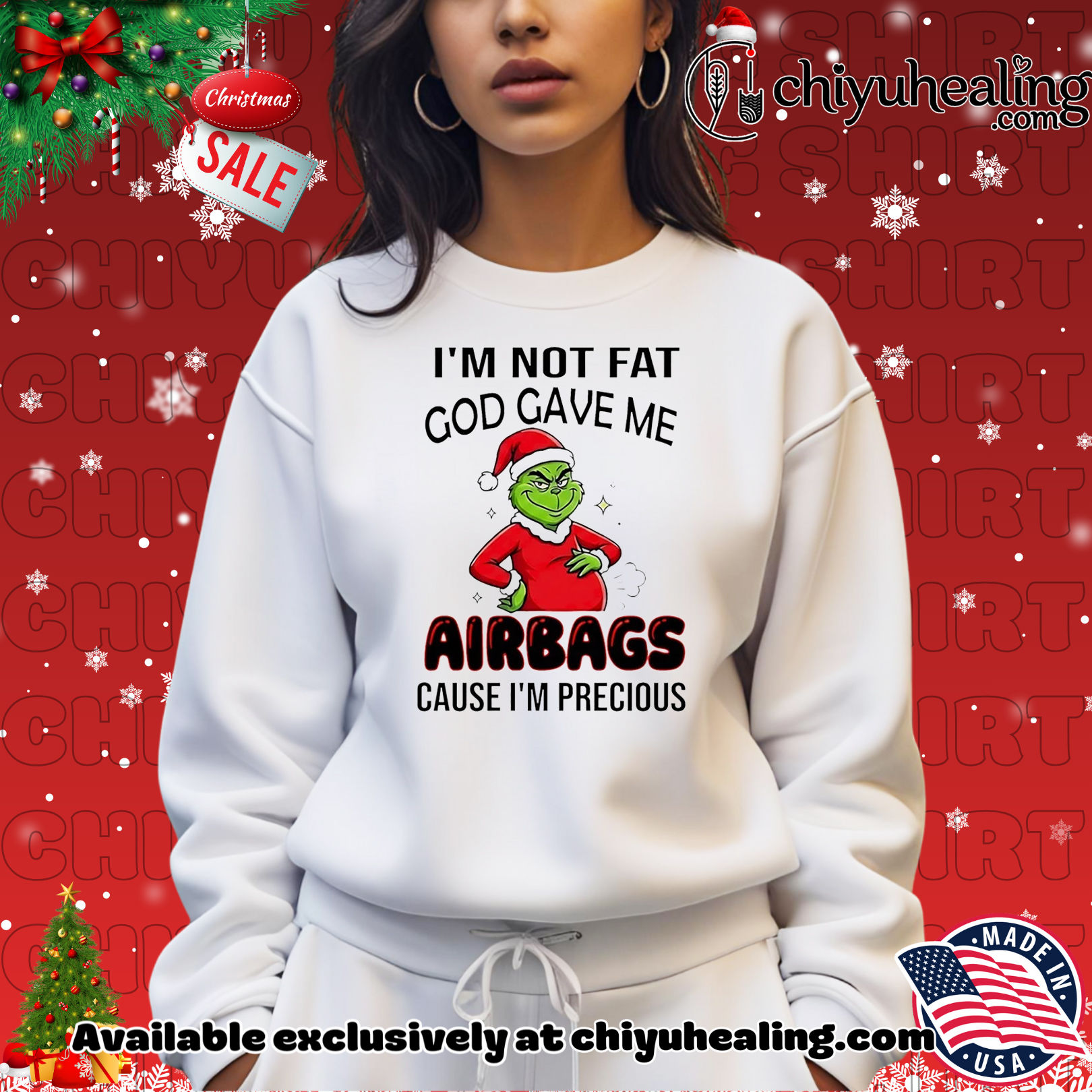 Grinch I'm not fat god gave me Airbags cause Im precious Christmas shirt, Hoodie, Sweatshirt, Poster Canvas, Mug, Ornaments 14 grinch i m not fat god gave me airbags cause im precious christmas shirt hoodie sweatshirt