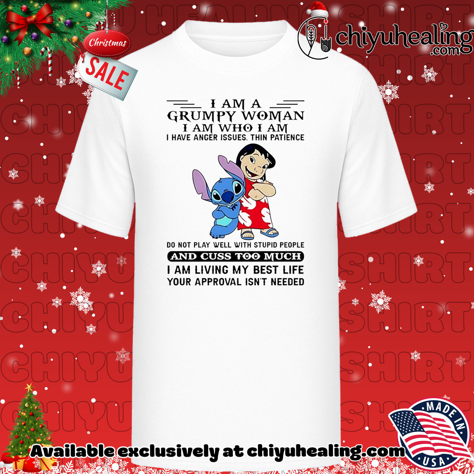I am a grumpy woman I am who I am I have anger issues thin patience Stitch Christmas shirt, Hoodie, Sweatshirt, Poster Canvas, Mug, Ornaments