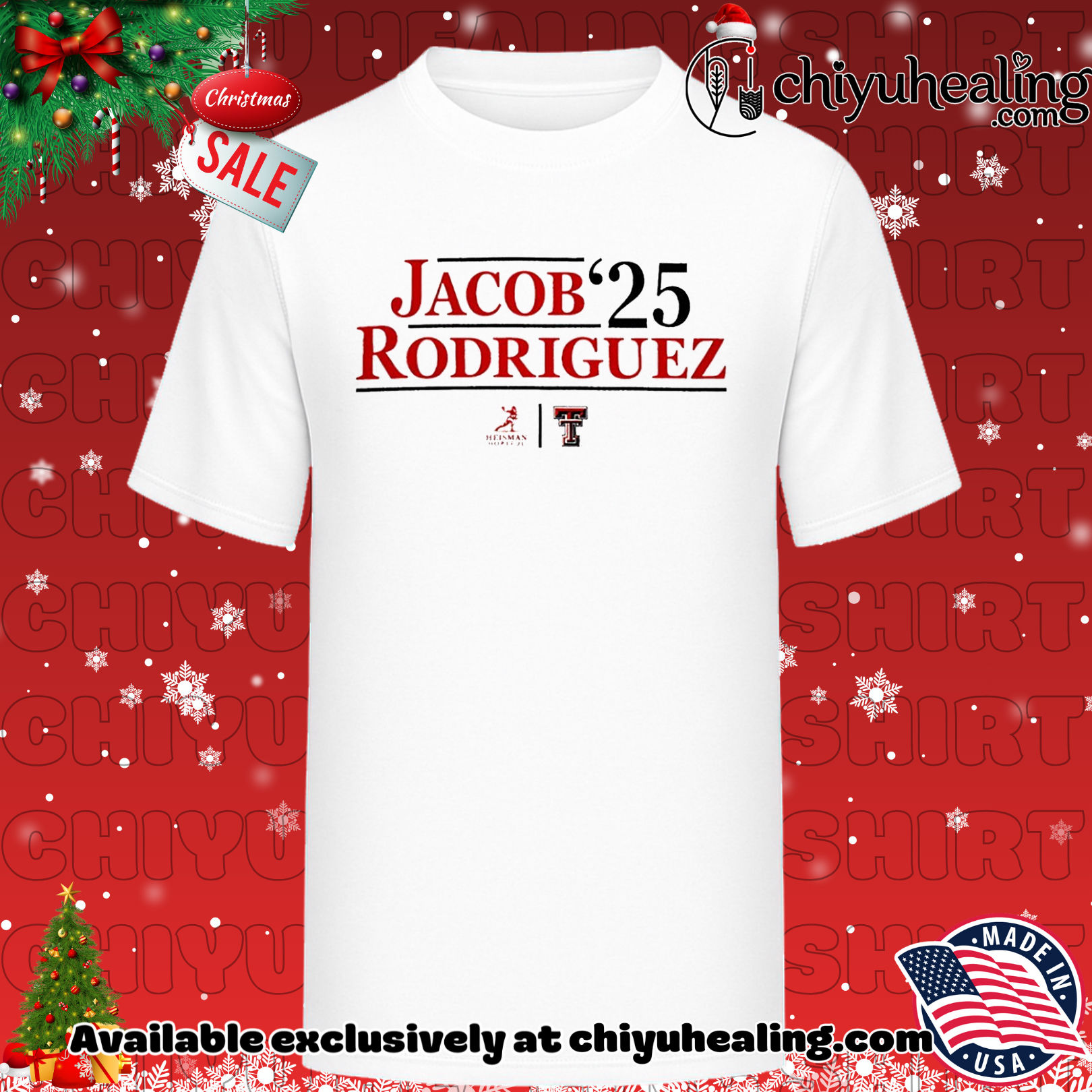 Jacob Rodriguez '25 Heisman Texas Tech Red Raiders shirt, Hoodie, Sweatshirt, Poster Canvas, Mug, Ornaments