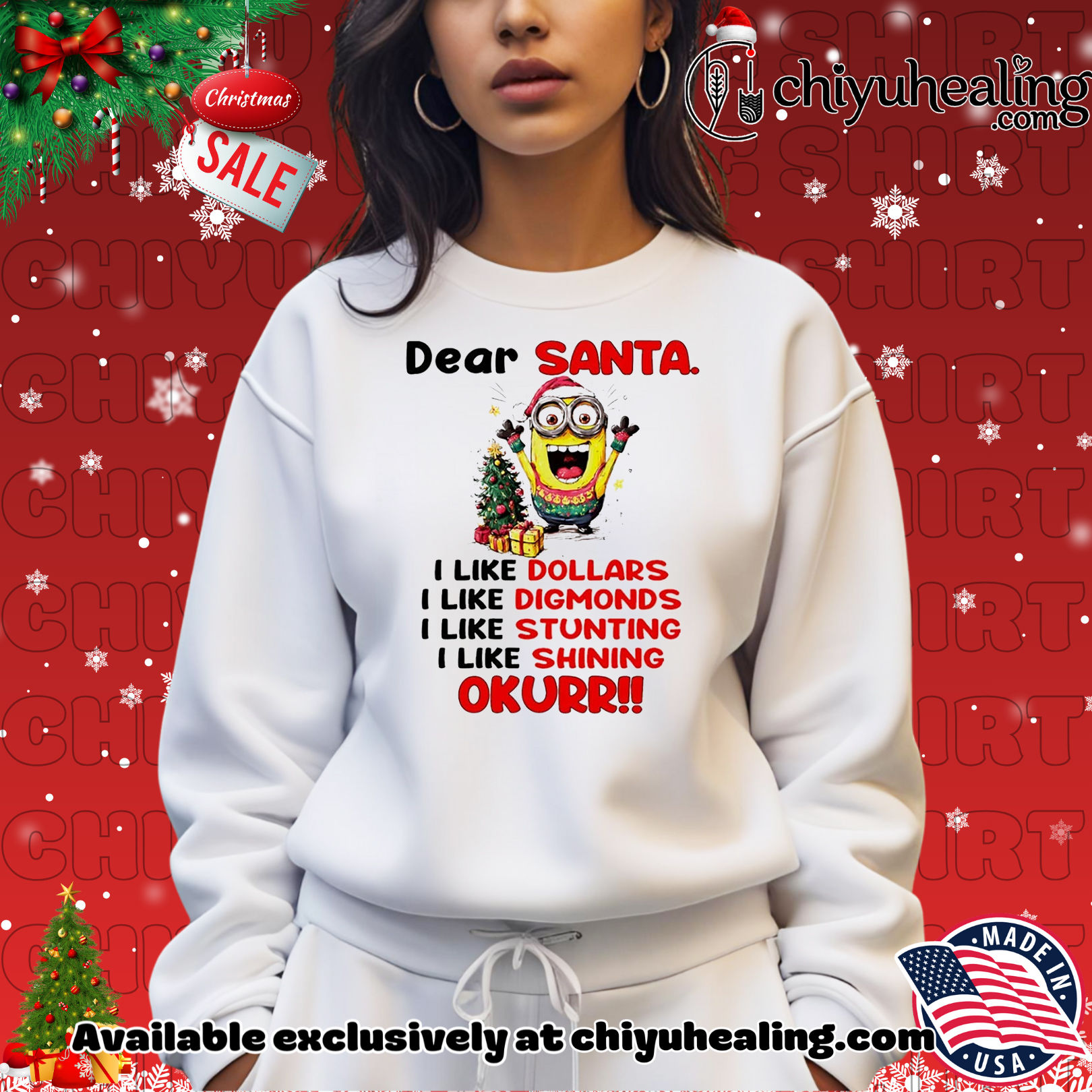 Minion dear Santa I like Dollars Diamonds Stunting Shining Christmas shirt, Hoodie, Sweatshirt, Poster Canvas, Mug, Ornaments Minion dear Santa I like Dollars Diamonds Stunting Shining Christmas shirt, Hoodie, Sweatshirt, Poster Canvas, Mug, Ornaments