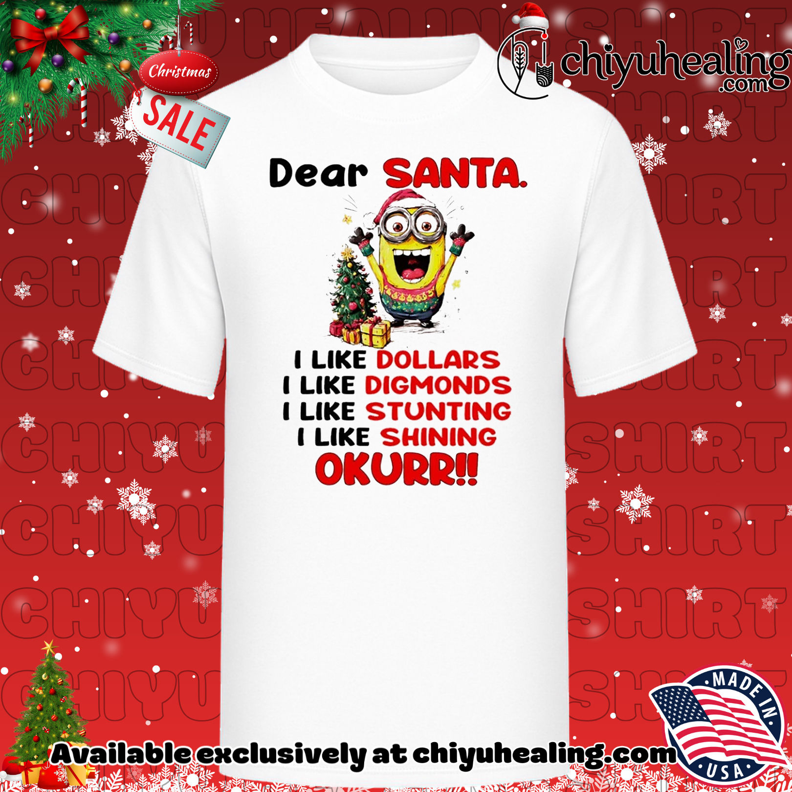 Minion dear Santa I like Dollars Diamonds Stunting Shining Christmas shirt, Hoodie, Sweatshirt, Poster Canvas, Mug, Ornaments
