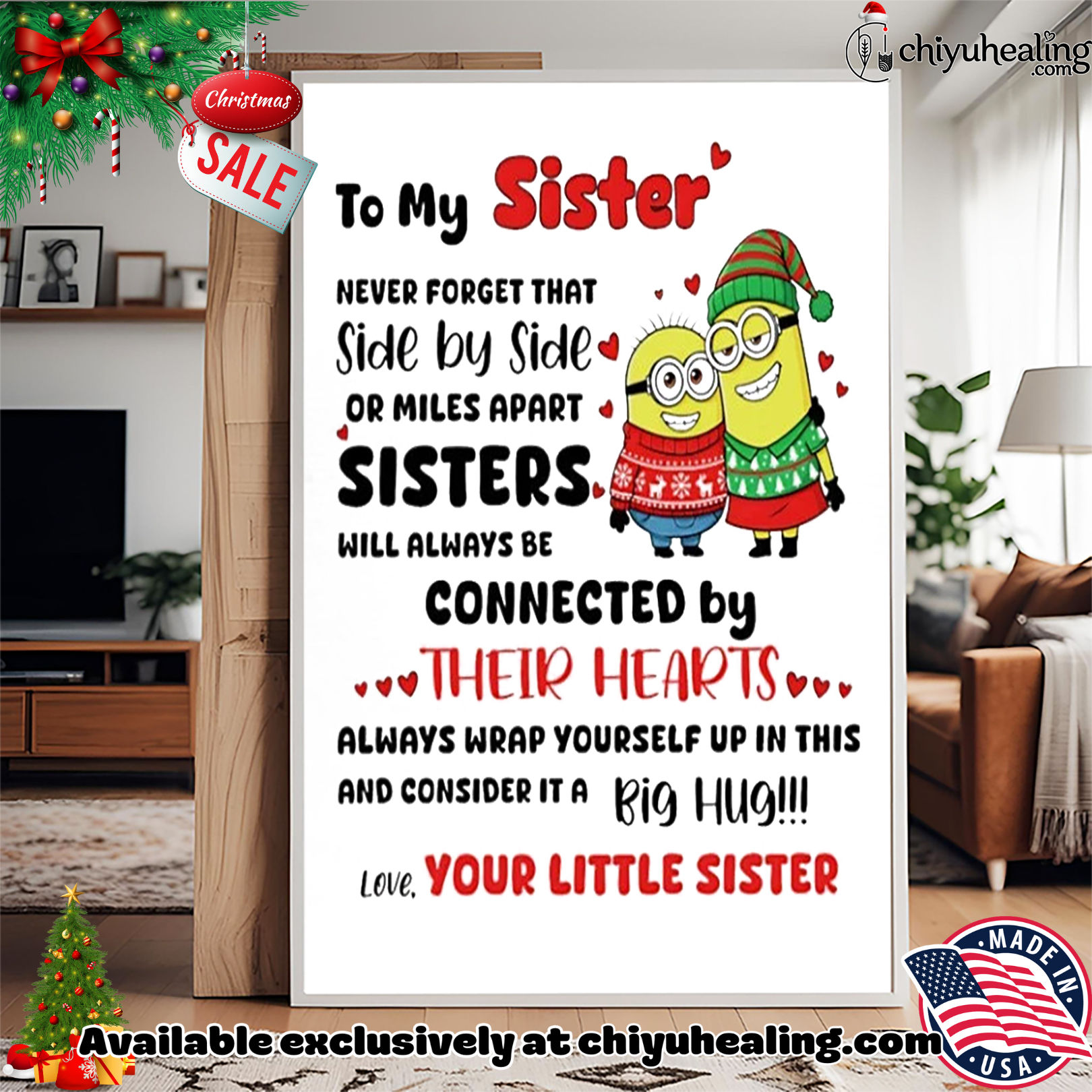Minion to my sister never forget that side by side or miles apart sisters will always shirt, Hoodie, Sweatshirt, Poster Canvas, Mug, Ornaments Minion to my sister never forget that side by side or miles apart sisters will always shirt, Hoodie, Sweatshirt, Poster Canvas, Mug, Ornaments