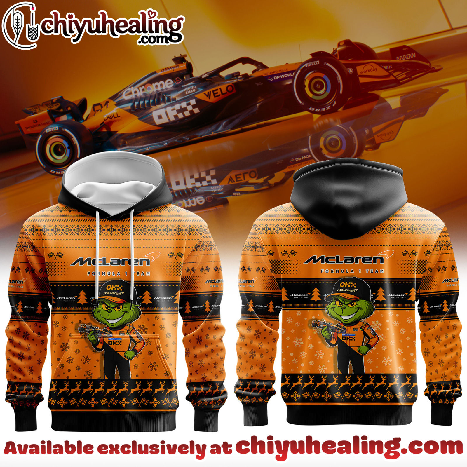 Papaya passion meets Christmas chaos - Soft premium hoodie with a funny Grinch twist