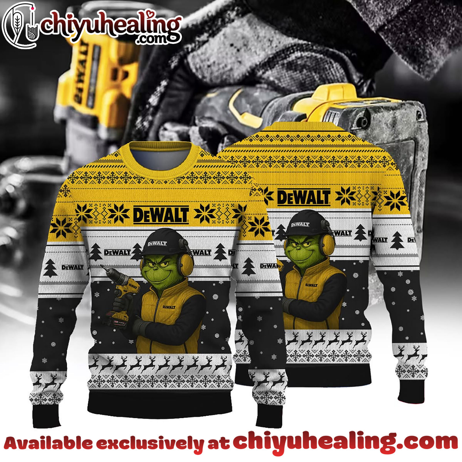 Power up your Christmas spirit The Grinch trades his sleigh for a DeWALT drill