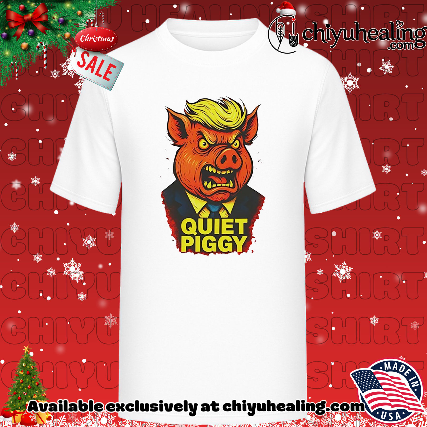 Quiet Piggy pig head graphic shirt, Hoodie, Sweatshirt, Poster Canvas, Mug, Ornaments