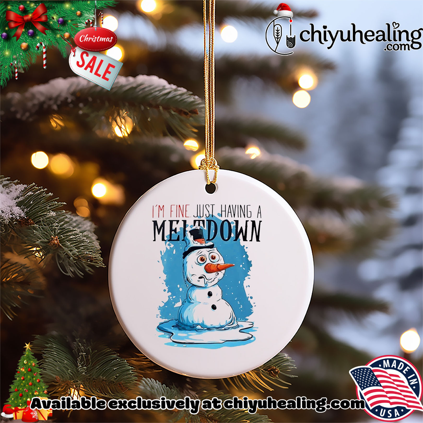 Snowmen I'm fine just having a Meltdown Christmas ornament, Hoodie, Sweatshirt, Poster Canvas, Mug, Ornaments 5 Snowmen I'm fine just having a Meltdown Christmas ornament, Hoodie, Sweatshirt, Poster Canvas, Mug, Ornaments