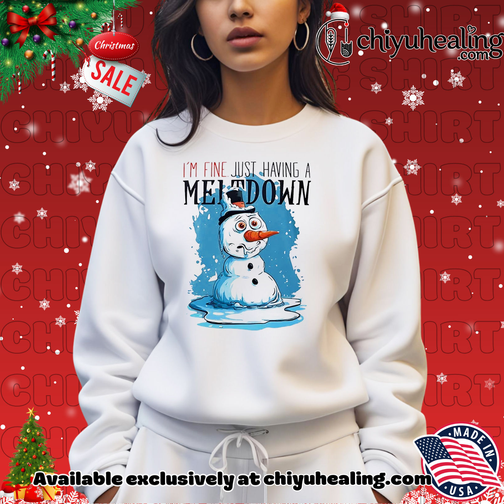 Snowmen I'm fine just having a Meltdown Christmas ornament, Hoodie, Sweatshirt, Poster Canvas, Mug, Ornaments 3 Snowmen I'm fine just having a Meltdown Christmas ornament, Hoodie, Sweatshirt, Poster Canvas, Mug, Ornaments