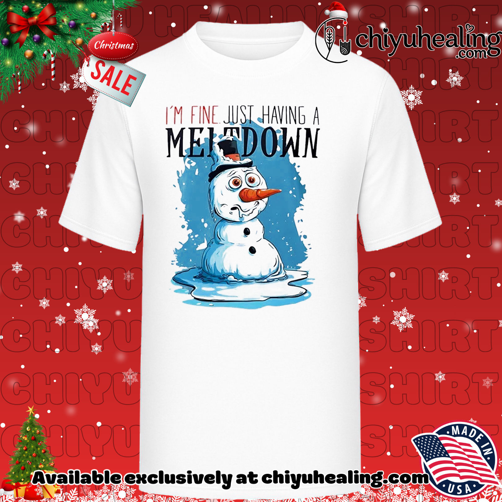 Snowmen I'm fine just having a Meltdown Christmas ornament, Hoodie, Sweatshirt, Poster Canvas, Mug, Ornaments