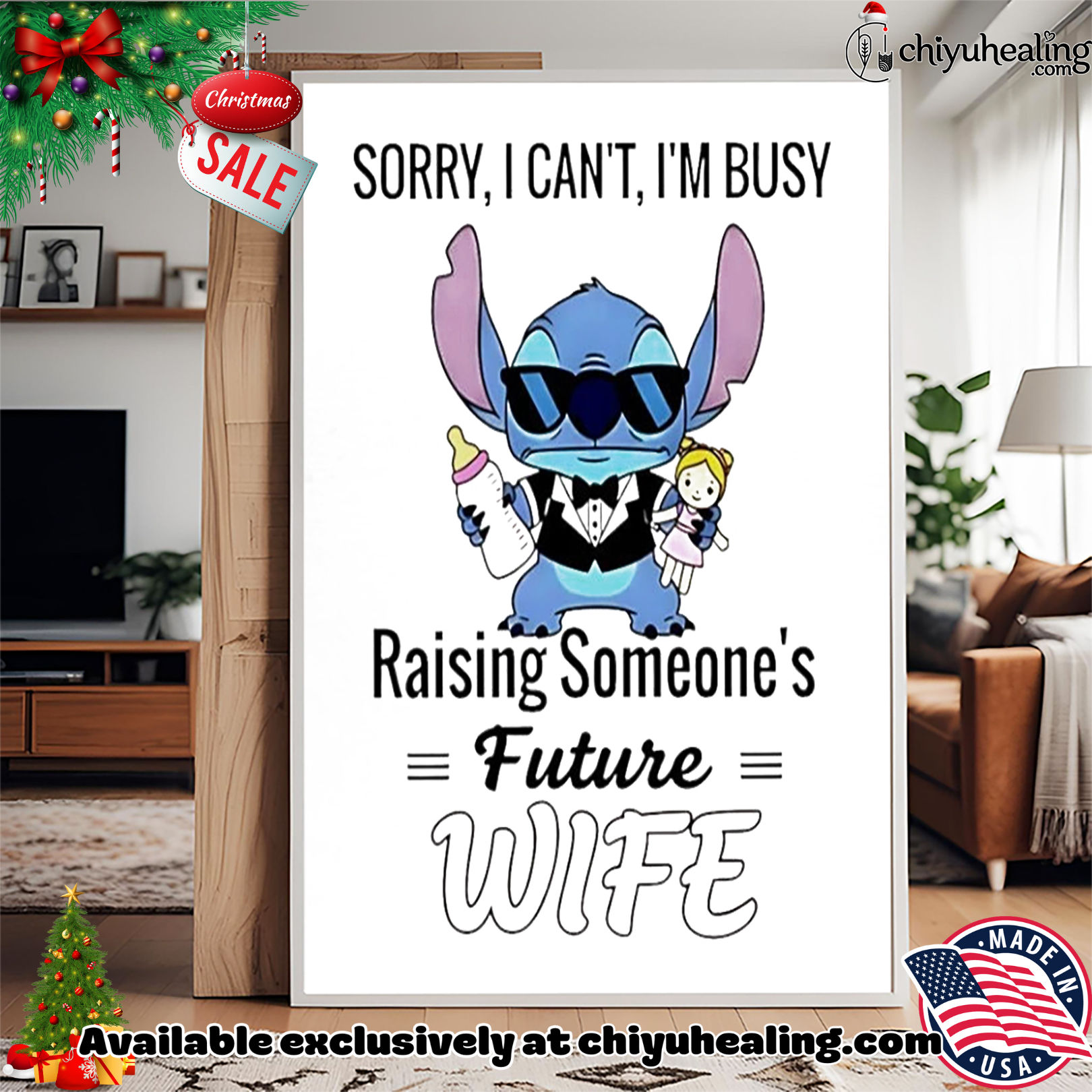 Stitch sorry I can't I'm busy raising someone's future wife Christmas shirt, Hoodie, Sweatshirt, Poster Canvas, Mug, Ornaments 15 stitch sorry i can t i m busy raising someone s future wife christmas shirt hoodie sweatshirt tank top
