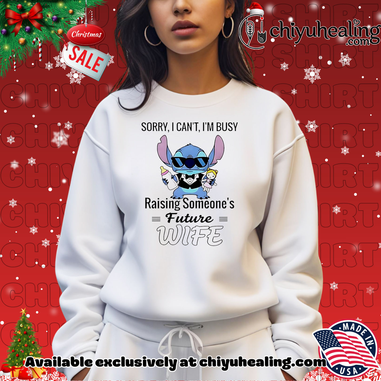 Stitch sorry I can't I'm busy raising someone's future wife Christmas shirt, Hoodie, Sweatshirt, Poster Canvas, Mug, Ornaments 14 stitch sorry i can t i m busy raising someone s future wife christmas shirt hoodie sweatshirt