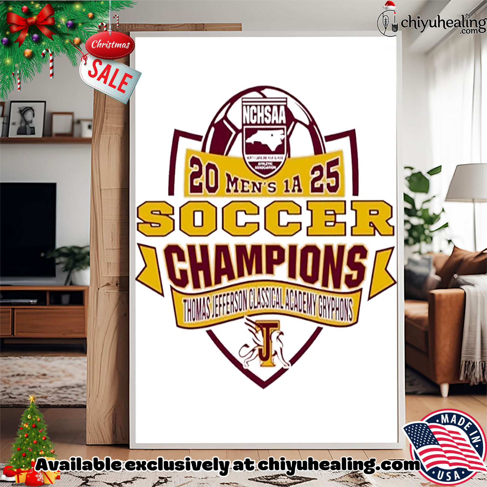 Thomas Jefferson Classical Academy Gryphons NCHSAA Soccer Division1A Champions 2025 Christmas ornament, Hoodie, Sweatshirt, Poster Canvas, Mug, Ornaments 4 Thomas Jefferson Classical Academy Gryphons NCHSAA Soccer Division1A Champions 2025 Christmas ornament, Hoodie, Sweatshirt, Poster Canvas, Mug, Ornaments