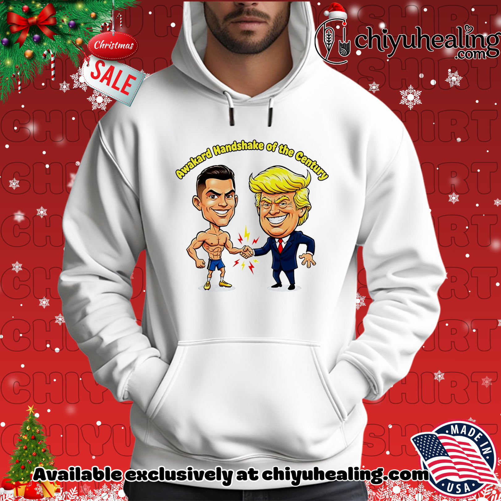 Trump and Ronaldo Awkward Handshake of the Century shirt, Hoodie, Sweatshirt, Poster Canvas, Mug, Ornaments 2 Trump and Ronaldo Awkward Handshake of the Century shirt, Hoodie, Sweatshirt, Poster Canvas, Mug, Ornaments